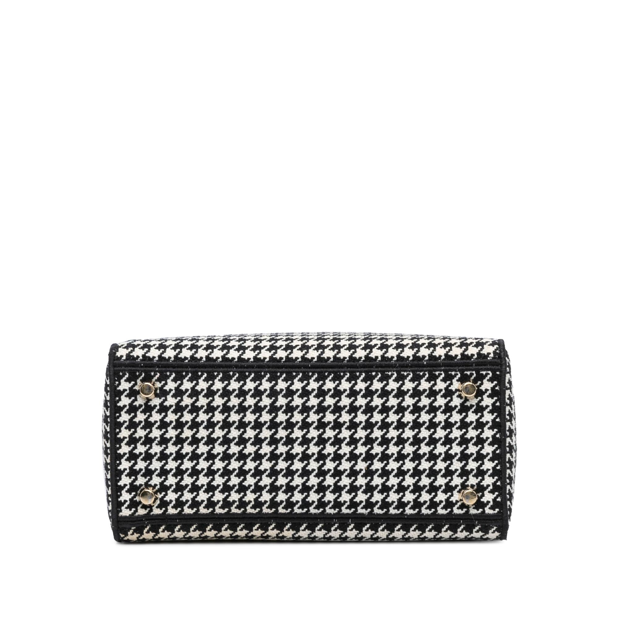 Dior Medium Canvas Houndstooth Embroidered Lady D Lite