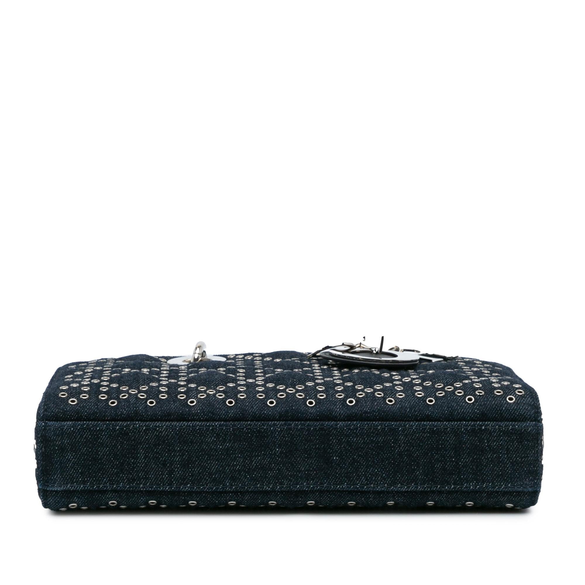 Dior Medium Denim Cannage Eyelet Lady D Joy