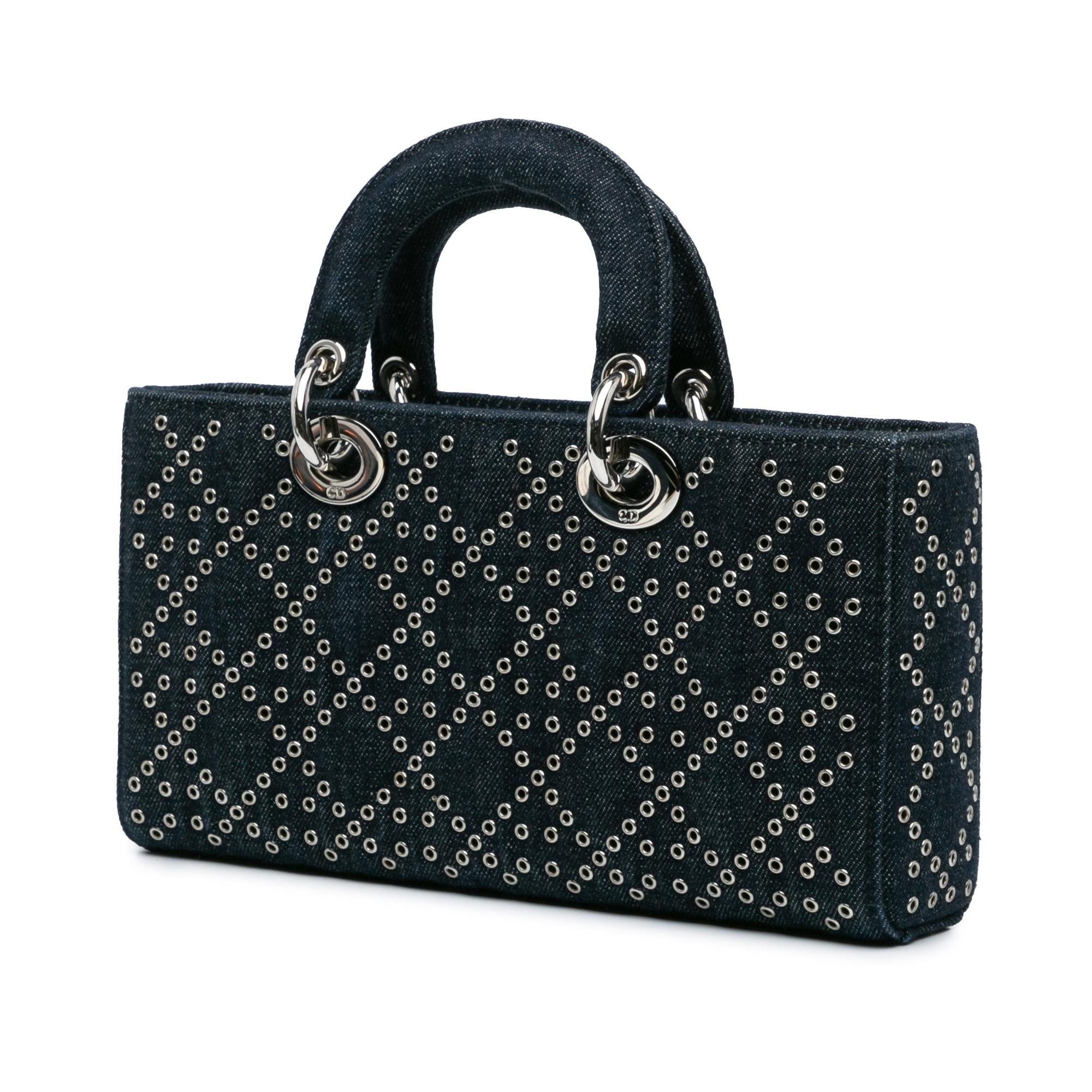 Dior Medium Denim Cannage Eyelet Lady D Joy