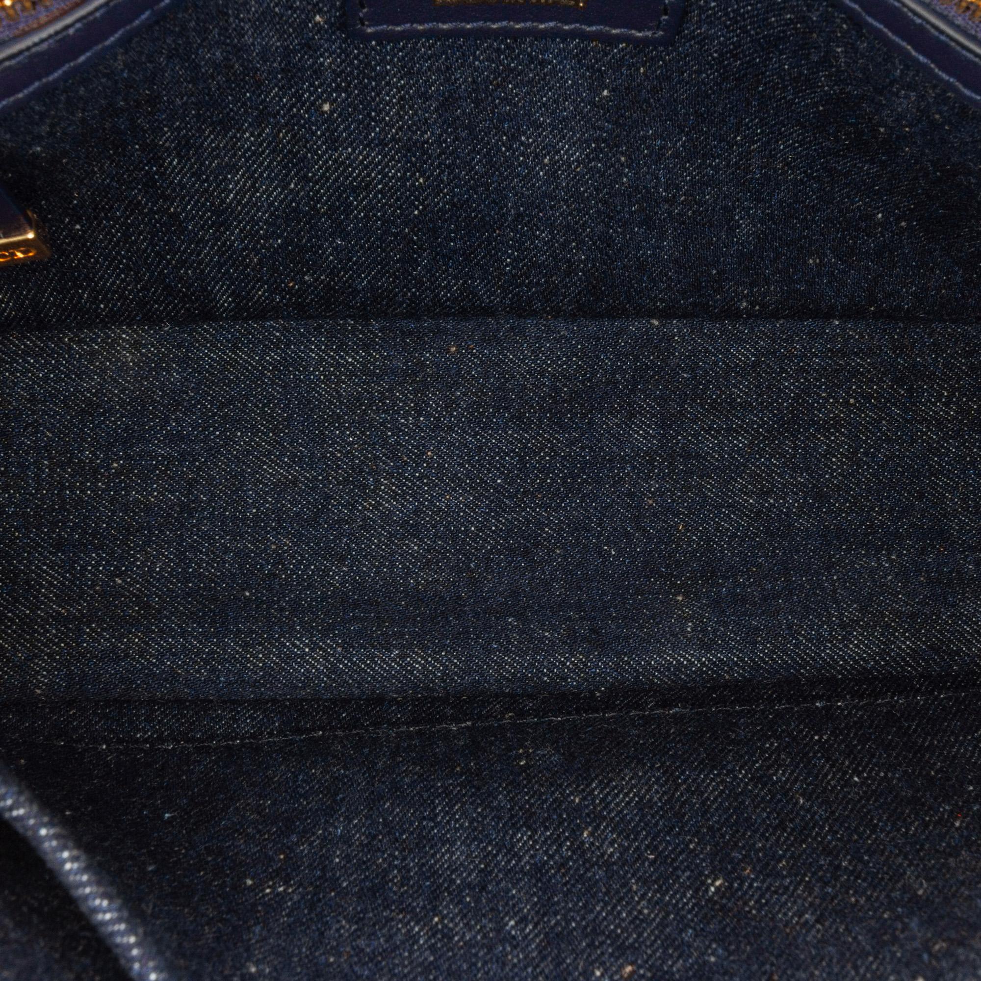 Dior Medium Denim Floral Caro Bag