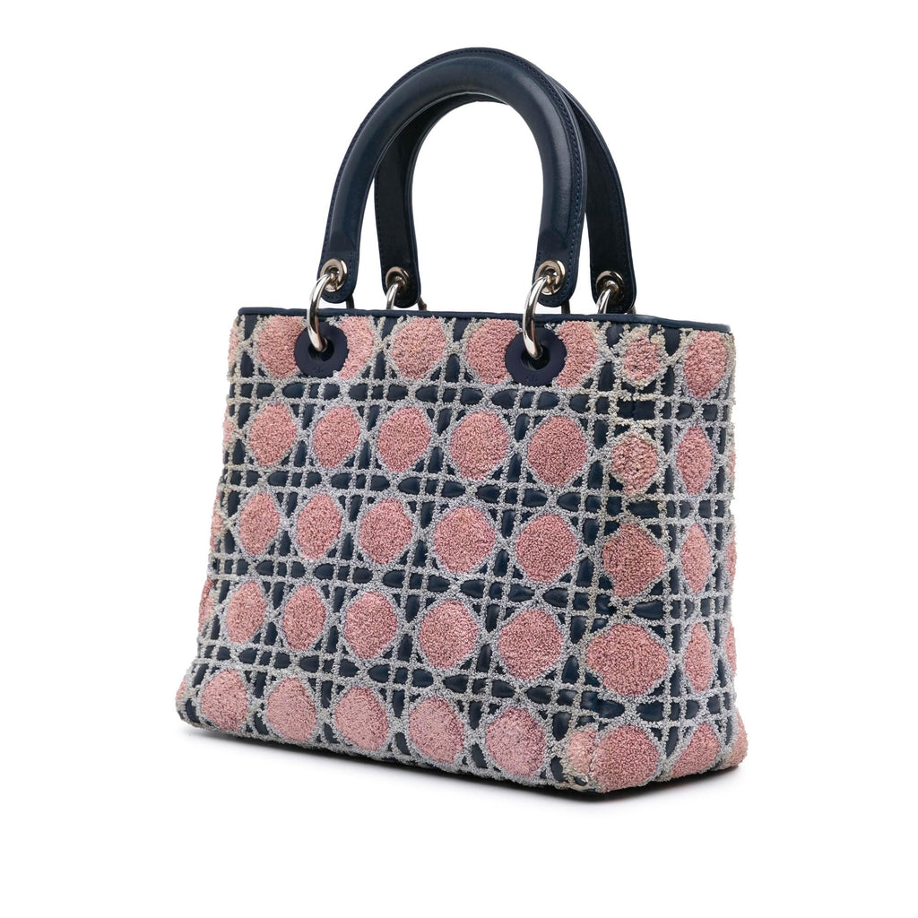 Dior Medium Lambskin And Tweed Cannage Lady Dior