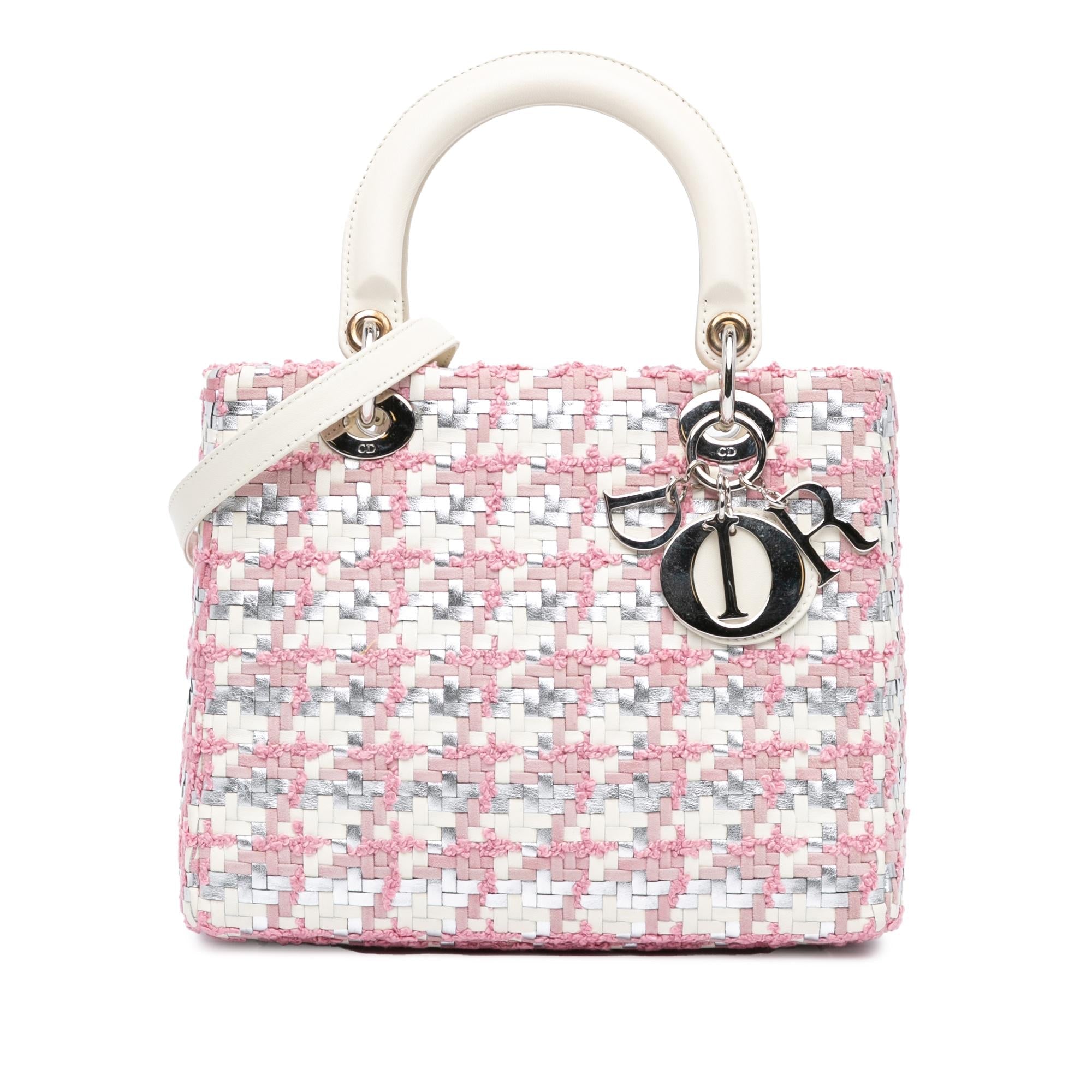 Dior Medium Lambskin And Tweed Lady Dior