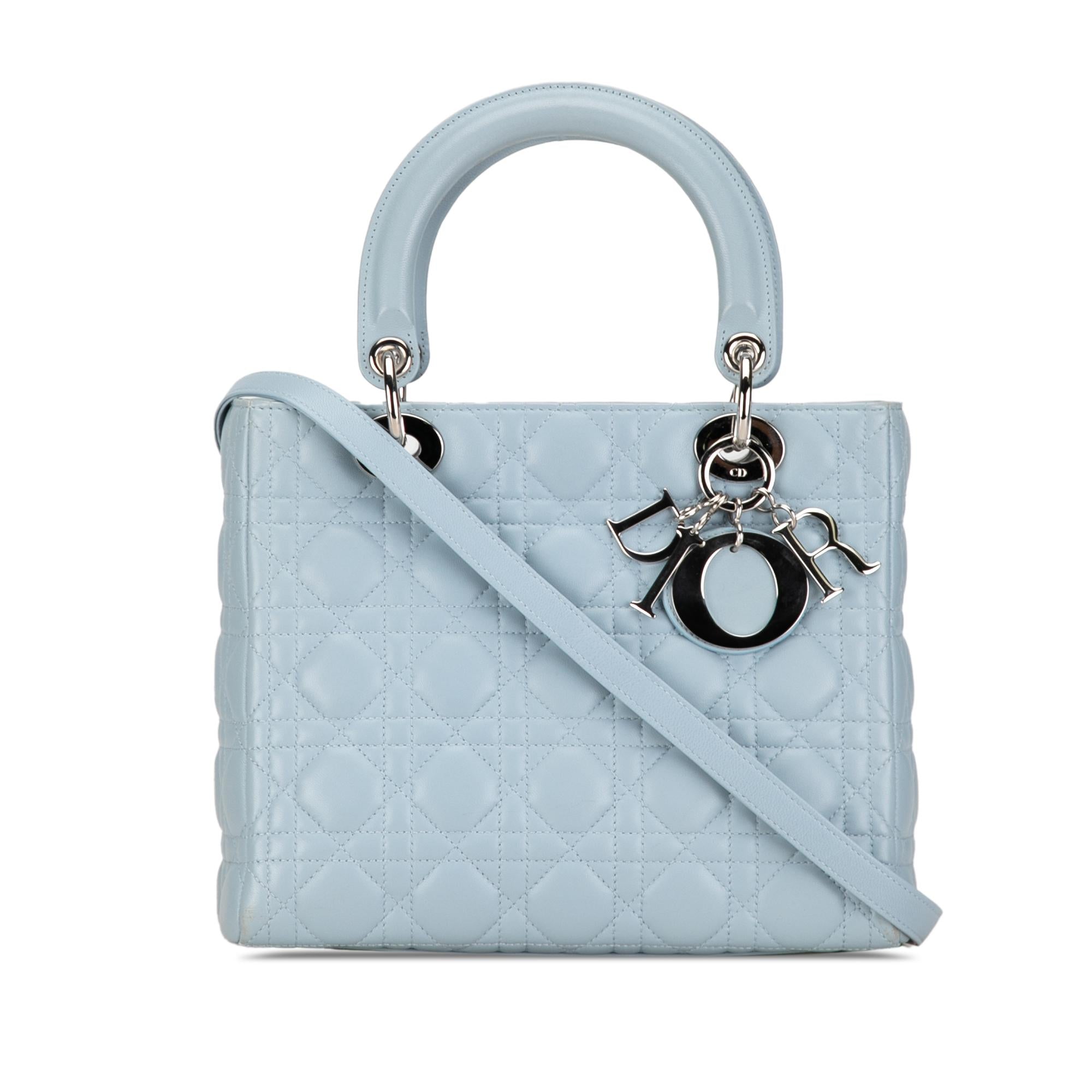 Dior Medium Lambskin Cannage Lady Dior (SHG-RhyooW)