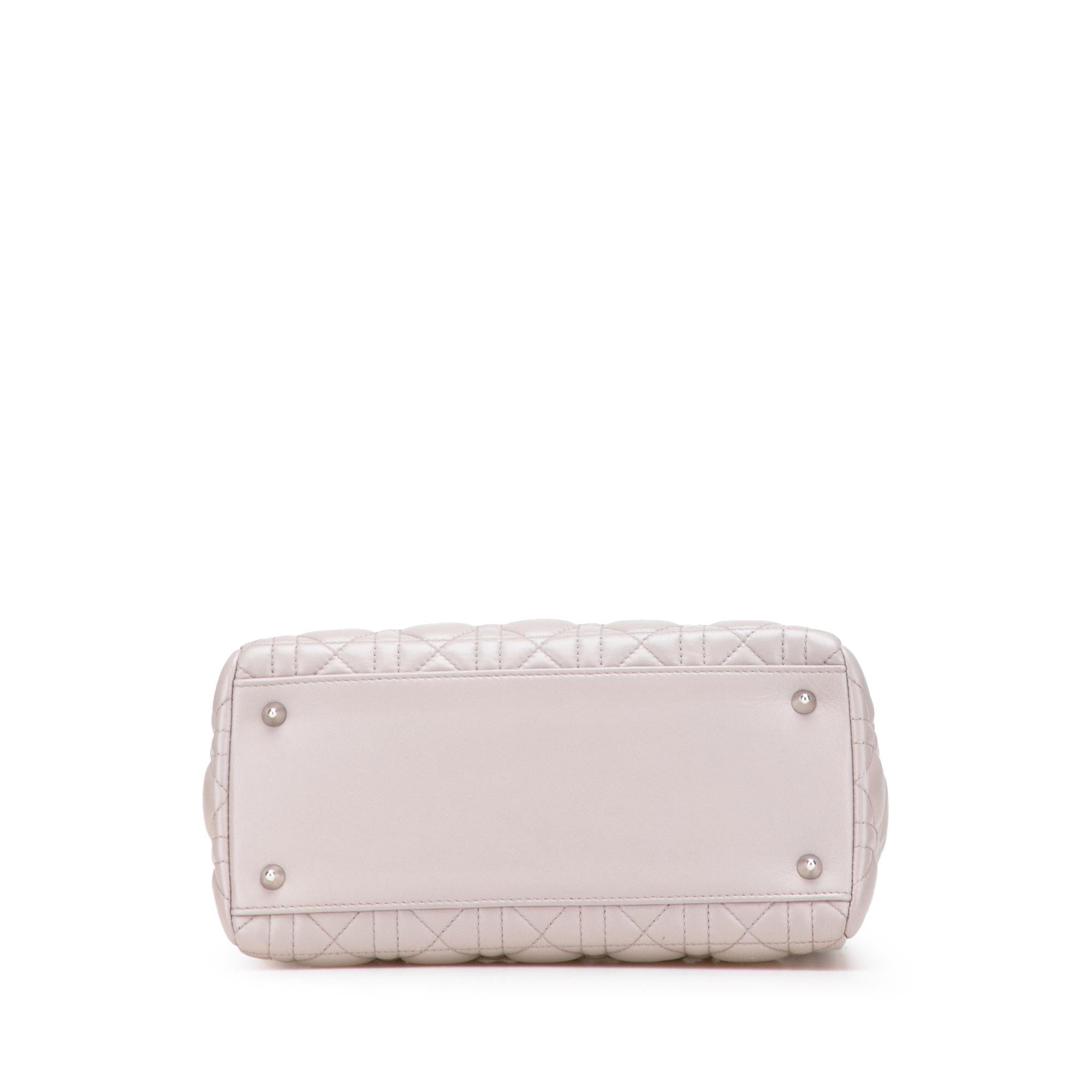 Dior Medium Lambskin Cannage Ruffle Trim Lady Dior