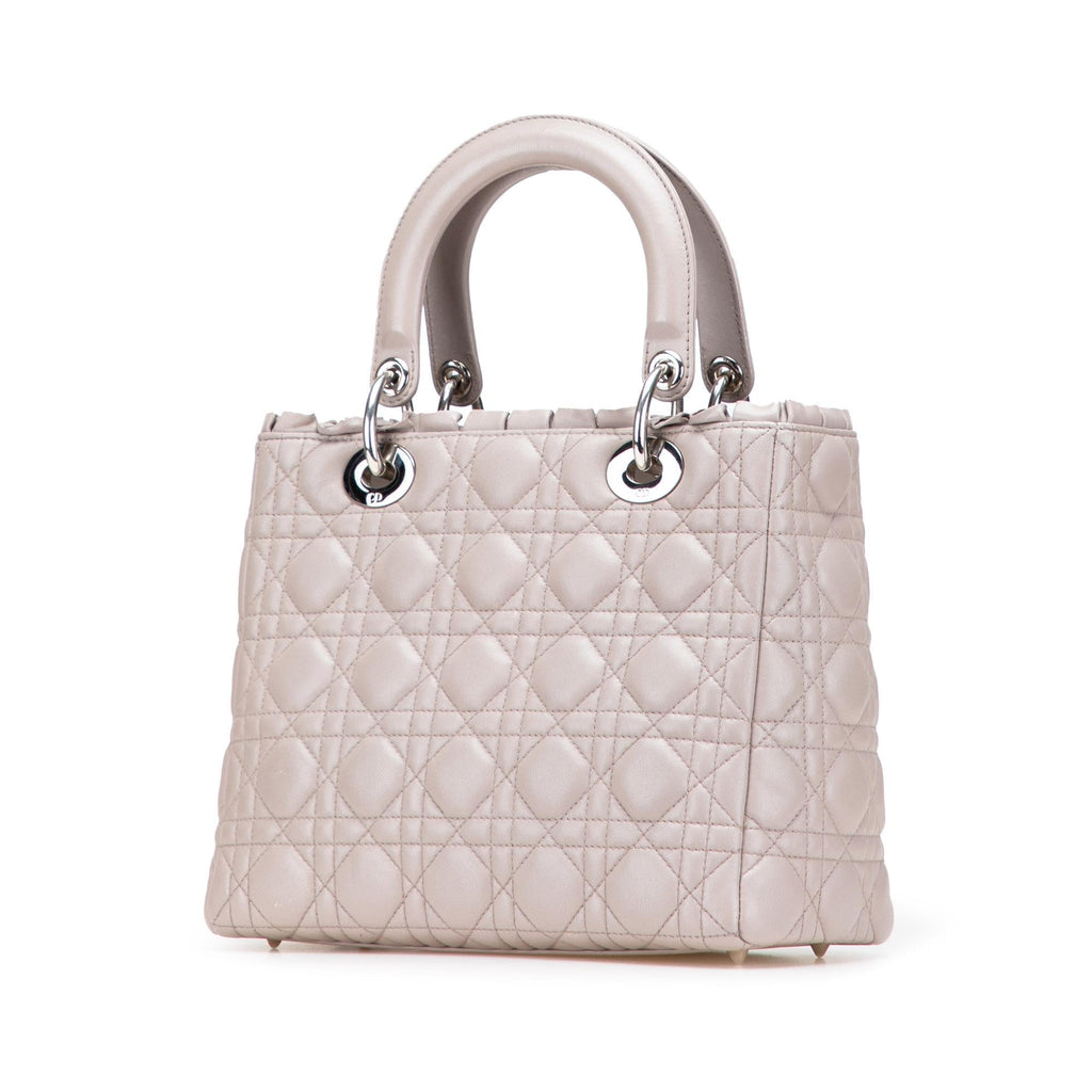 Dior Medium Lambskin Cannage Ruffle Trim Lady Dior