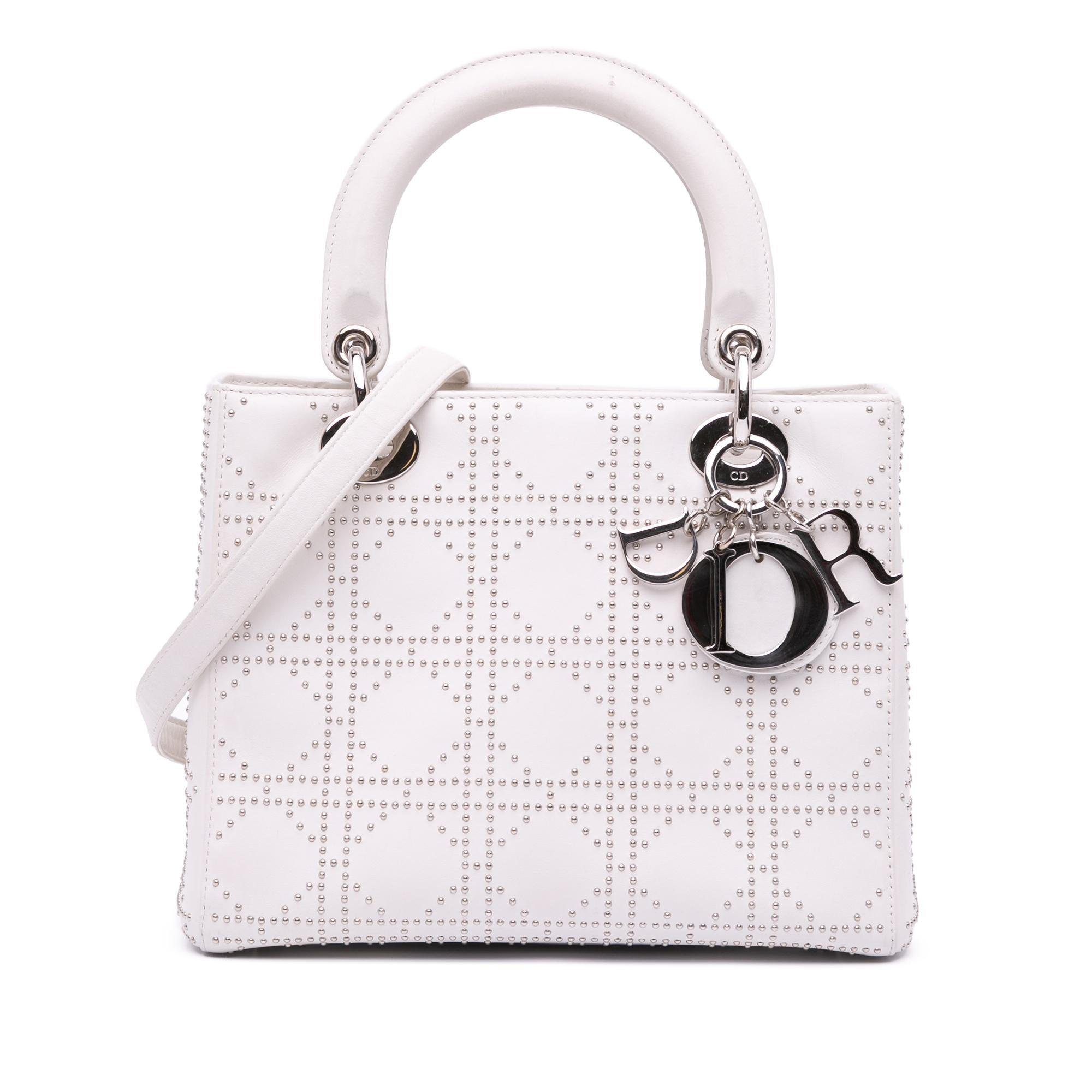 Dior Medium Lambskin Cannage Studded Lady Dior