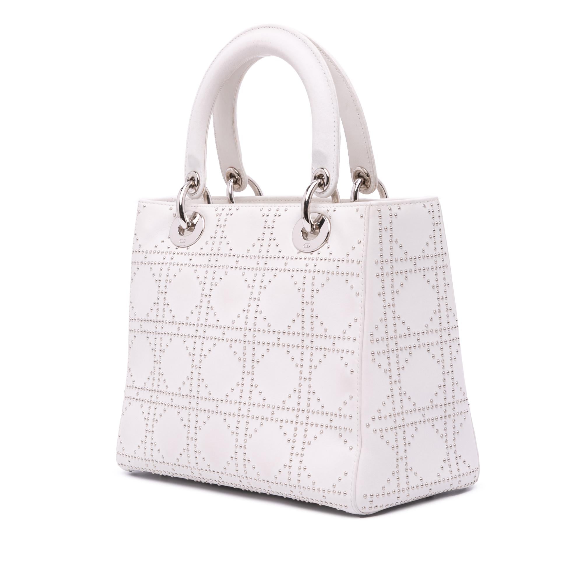 Dior Medium Lambskin Cannage Studded Lady Dior