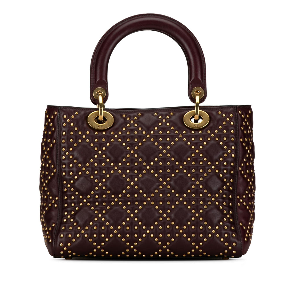 Dior Medium Lambskin Cannage Studded Supple Lady Dior (SHG-DSgsrk)
