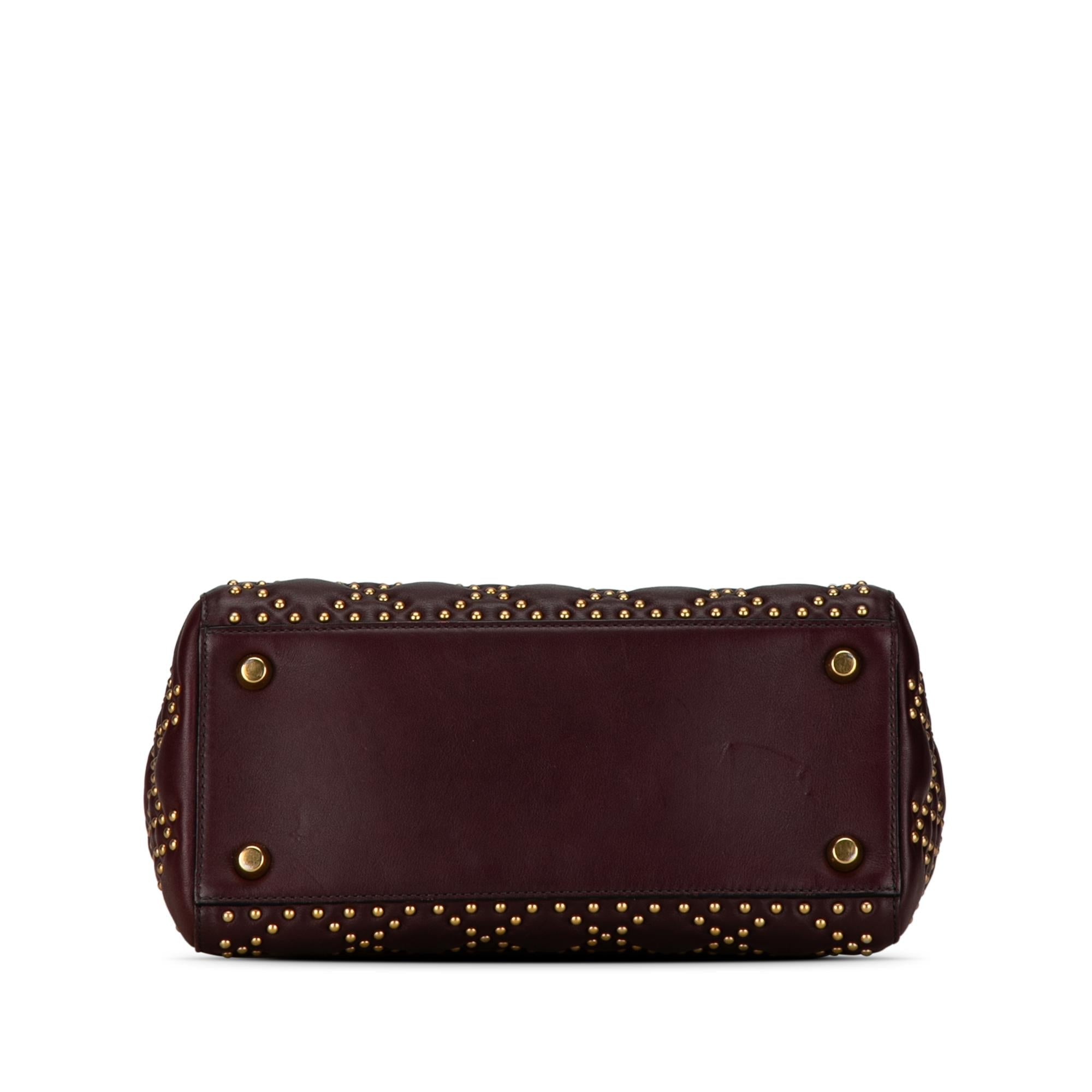 Dior Medium Lambskin Cannage Studded Supple Lady Dior (SHG-DSgsrk)