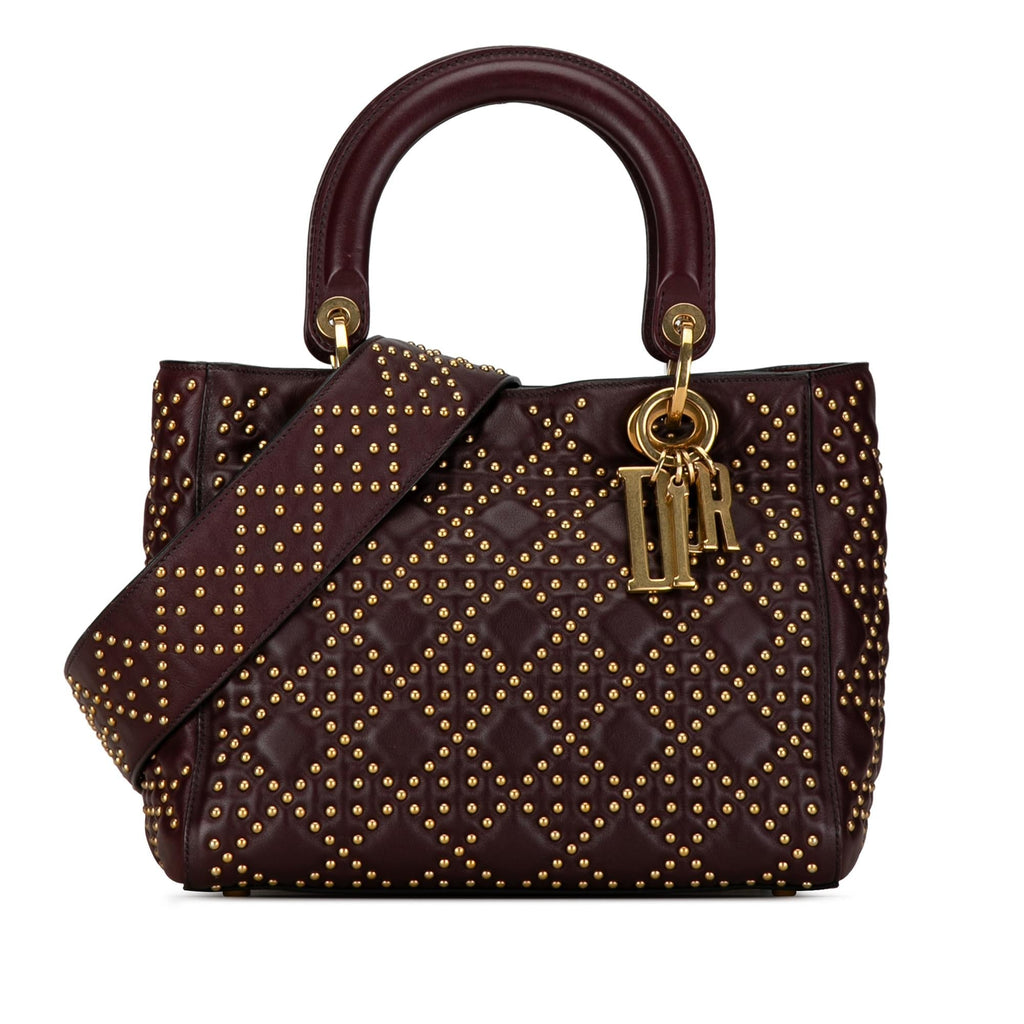 Dior Medium Lambskin Cannage Studded Supple Lady Dior (SHG-DSgsrk)