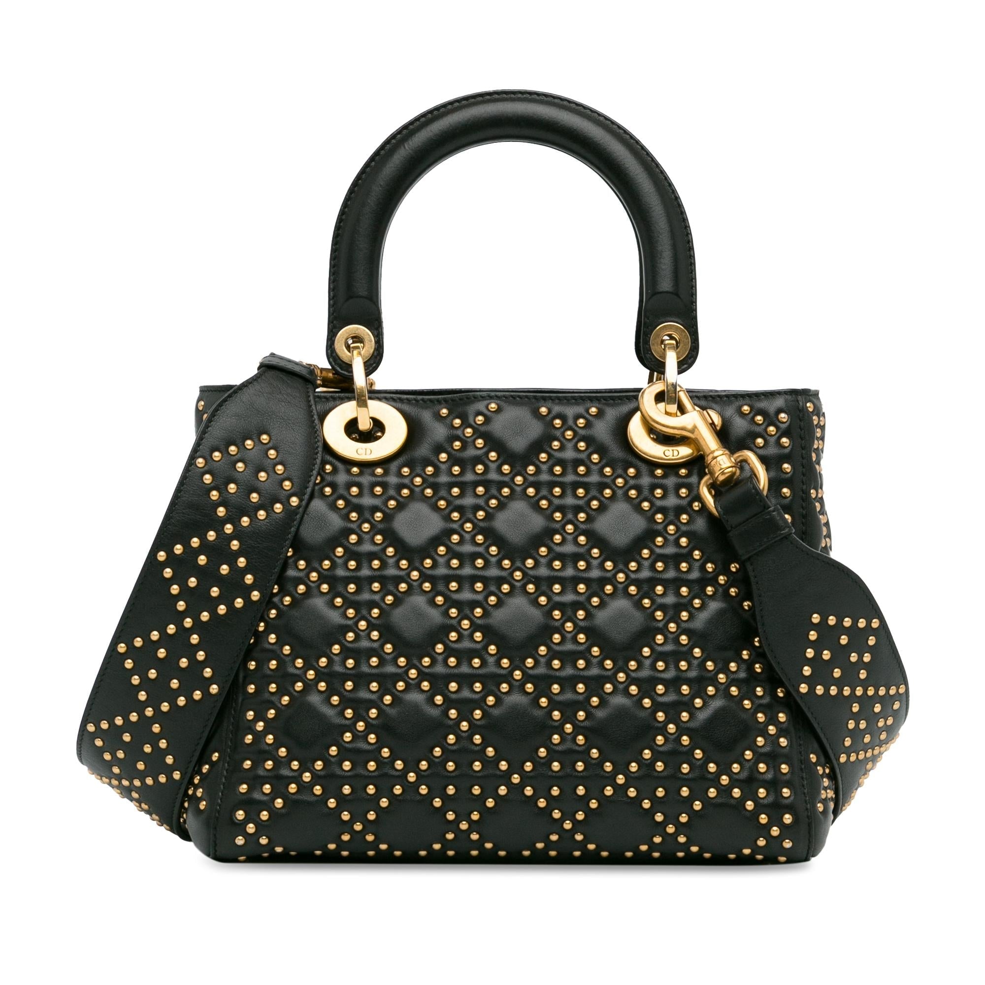 Dior Medium Lambskin Cannage Studded Supple Lady Dior (SHG-7OhNYd)