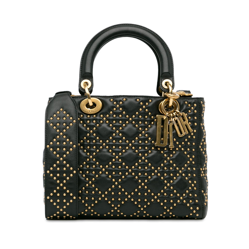 Dior Medium Lambskin Cannage Studded Supple Lady Dior (SHG-7OhNYd)