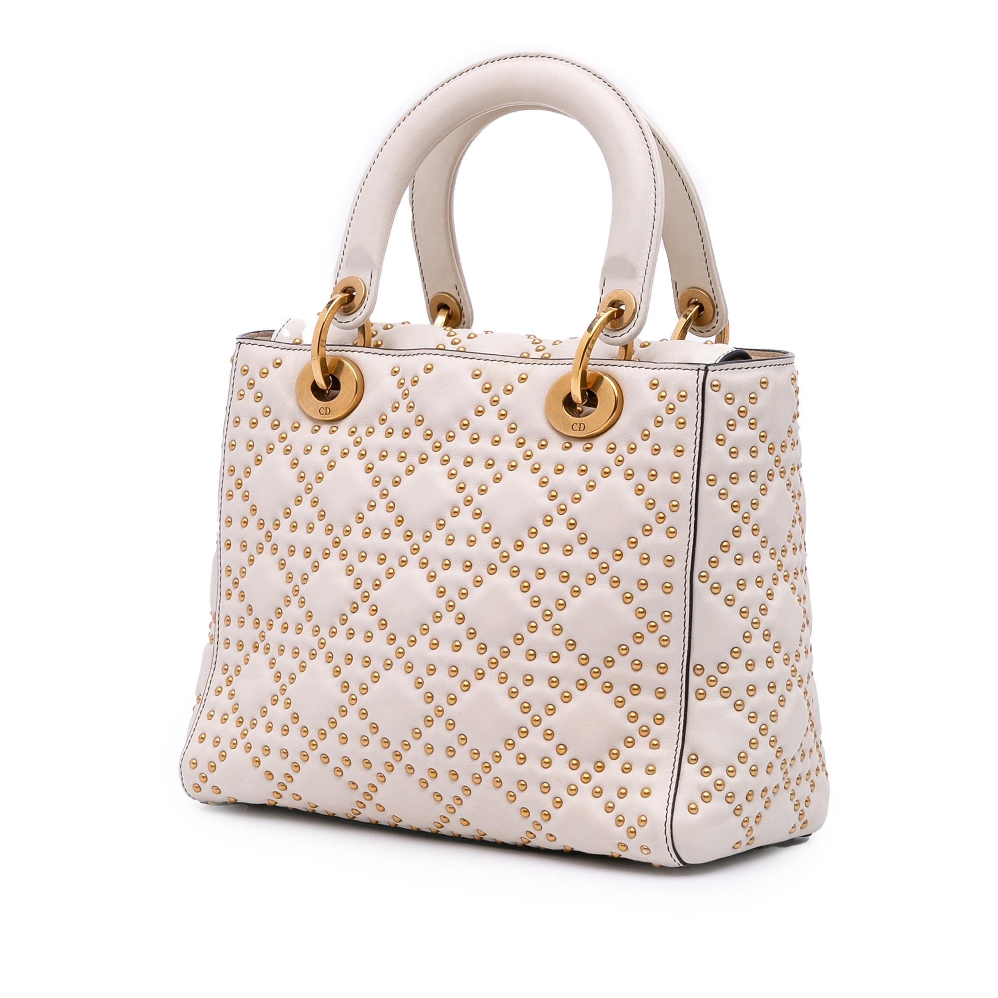 Dior Medium Lambskin Cannage Studded Supple Lady Dior