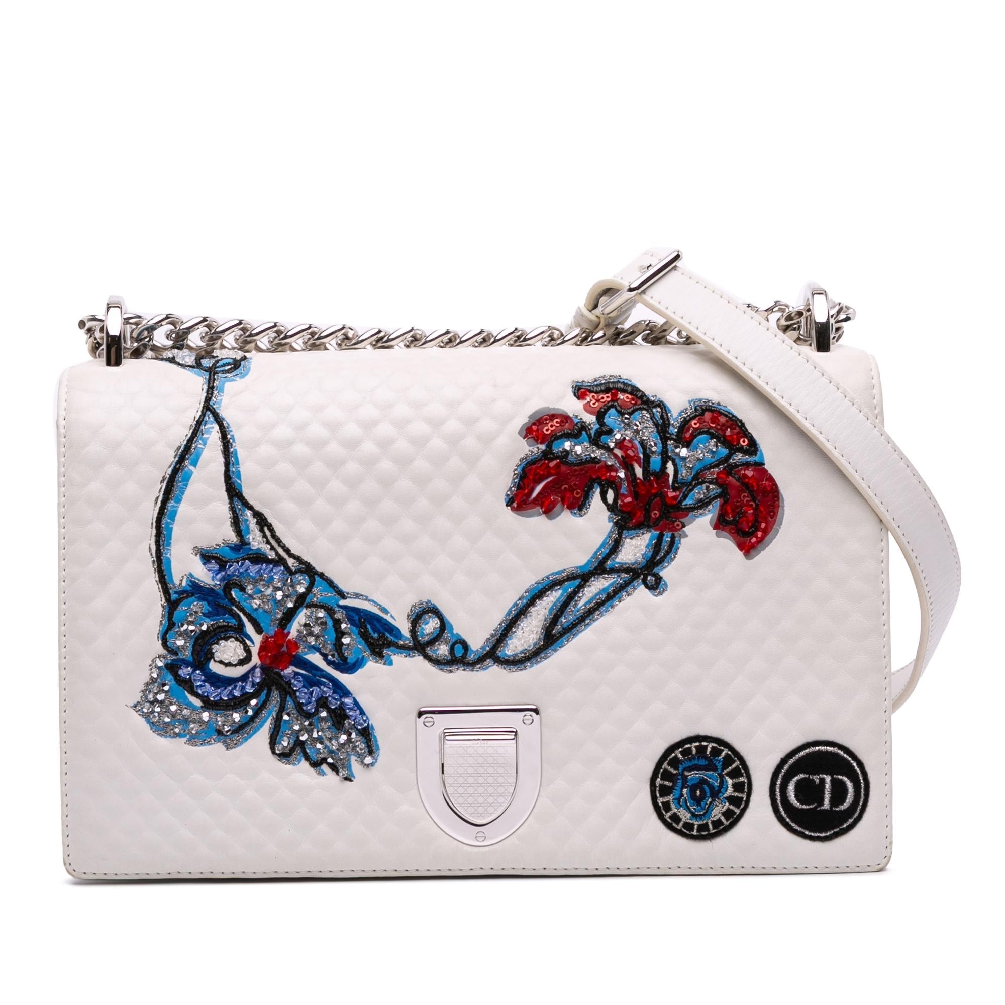Dior Medium Lambskin Embroidered Diorama Flap