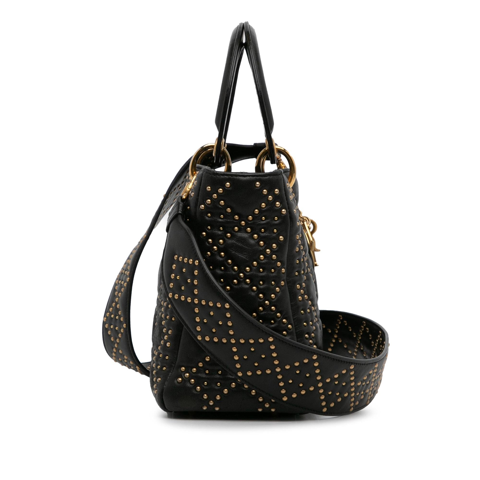 Dior Medium Lambskin Studded Lady Dior (SHG-oqFGf1)