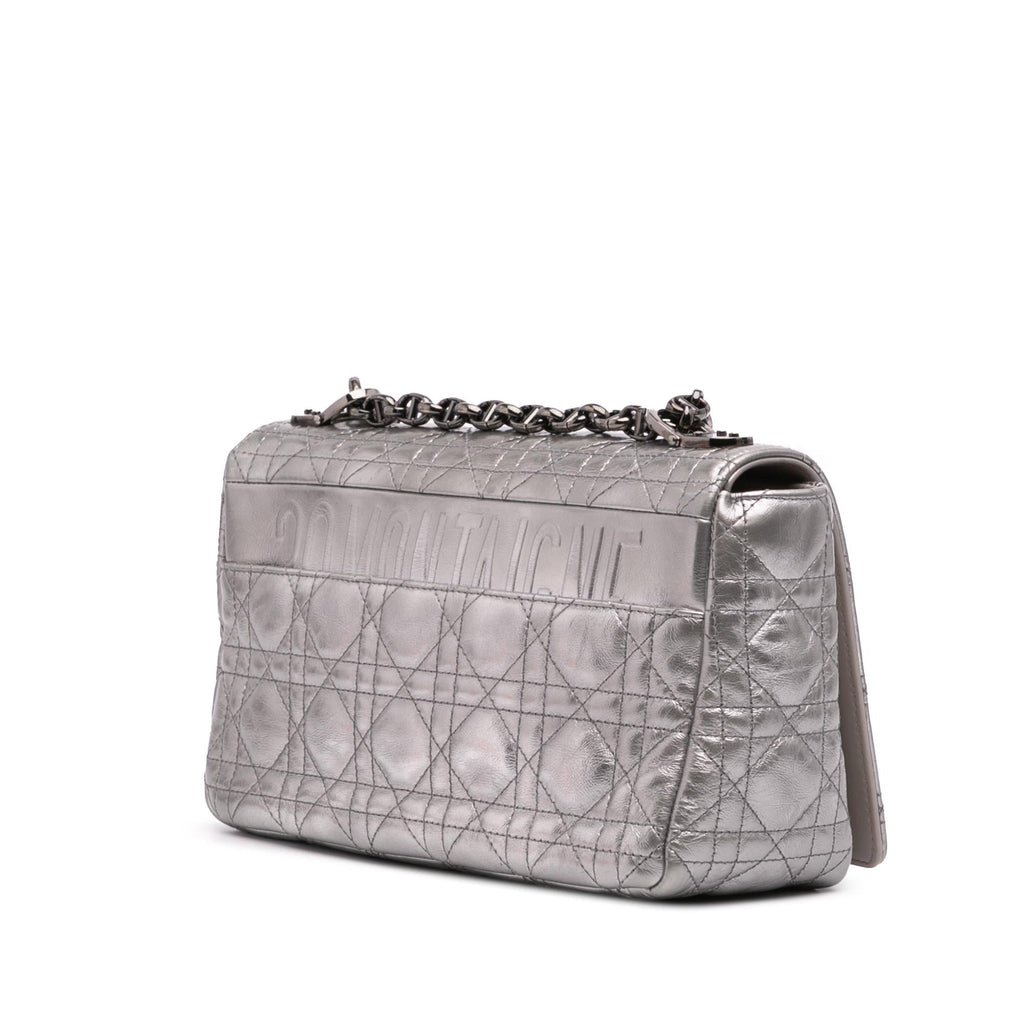 Dior Medium Metallic Calfskin Cannage Supple Caro Bag