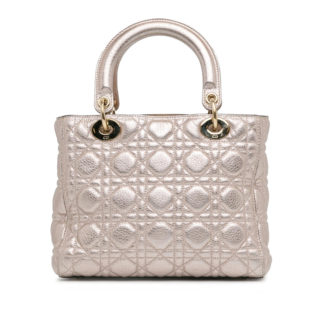 Dior Medium Metallic Calfskin Cannage Supple Lady Dior (SHG-fO005e)