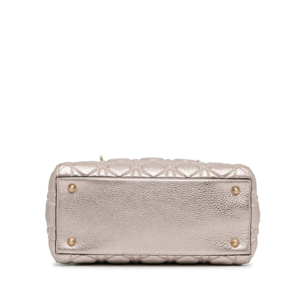 Dior Medium Metallic Calfskin Cannage Supple Lady Dior (SHG-fO005e)