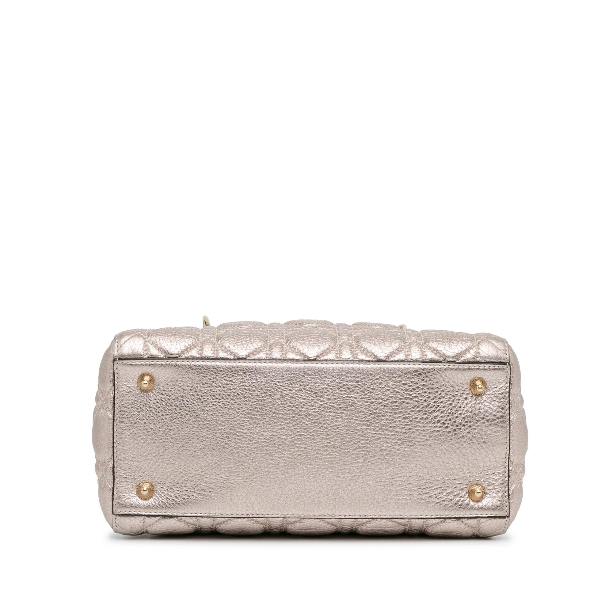 Dior Medium Metallic Calfskin Cannage Supple Lady Dior (SHG-fO005e)