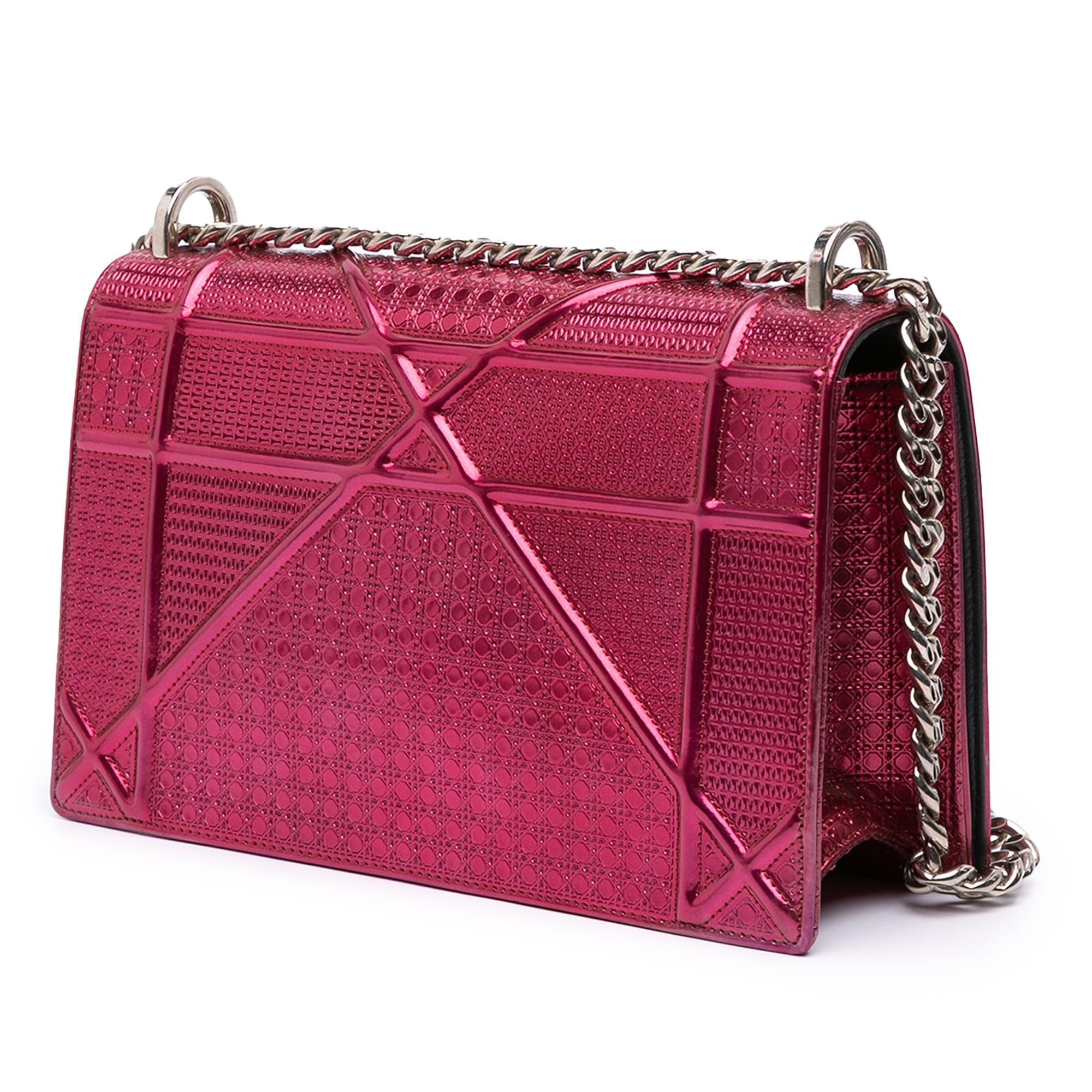 Dior Medium Metallic Patent Microcannage Diorama Flap