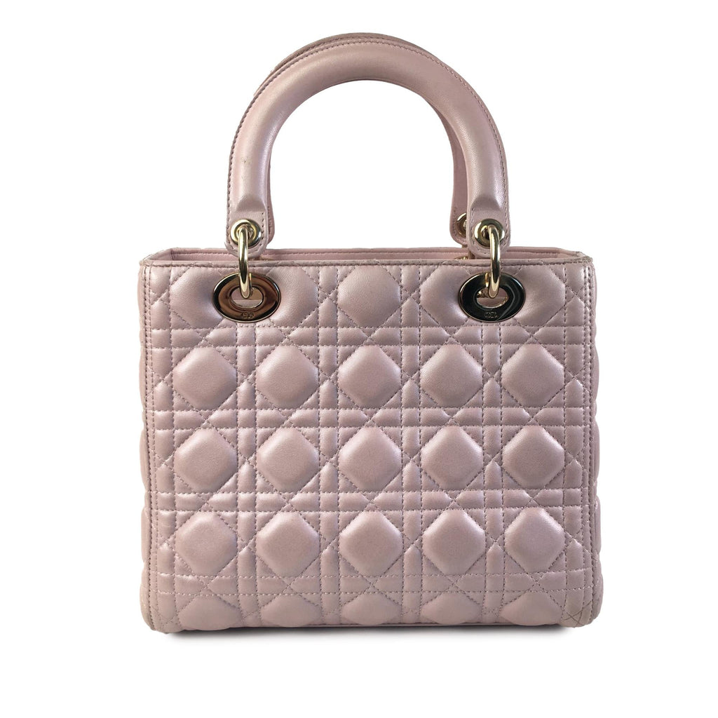 Dior Medium Pearlescent Lambskin Cannage Lady Dior