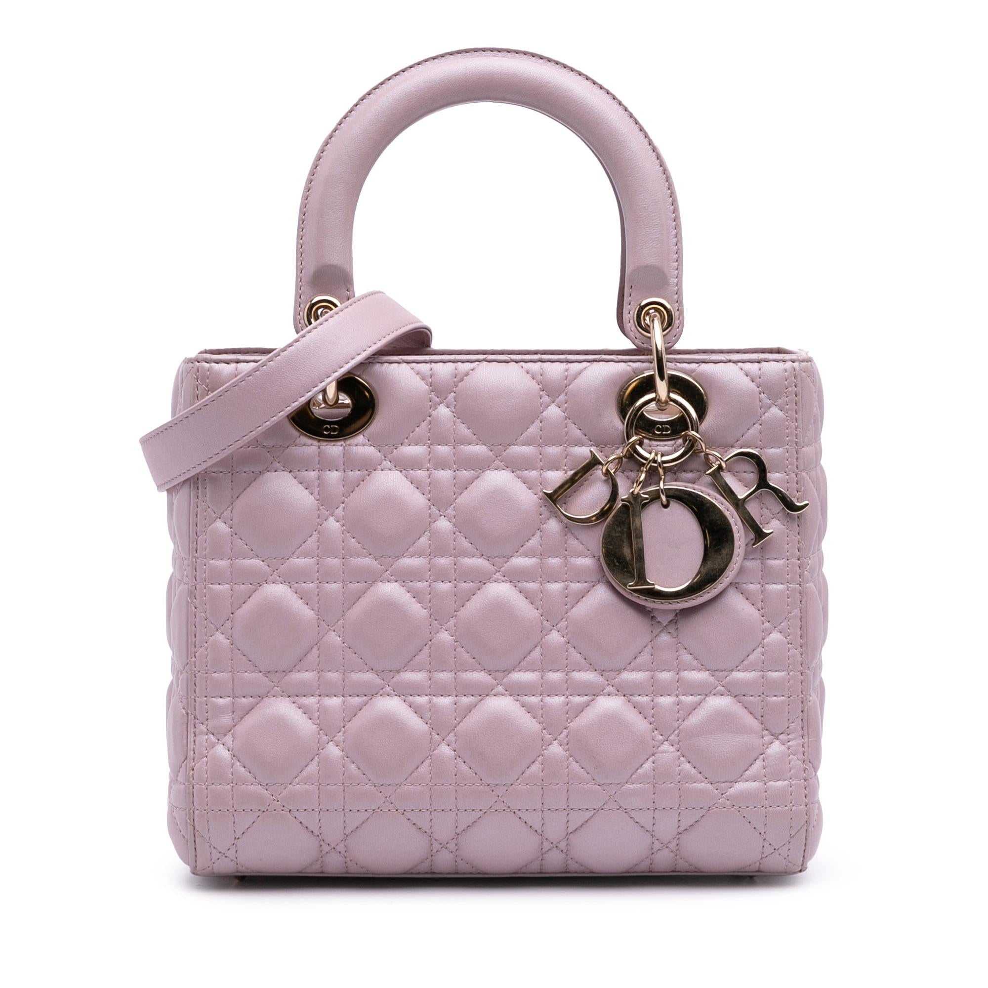 Dior Medium Pearlescent Lambskin Cannage Lady Dior