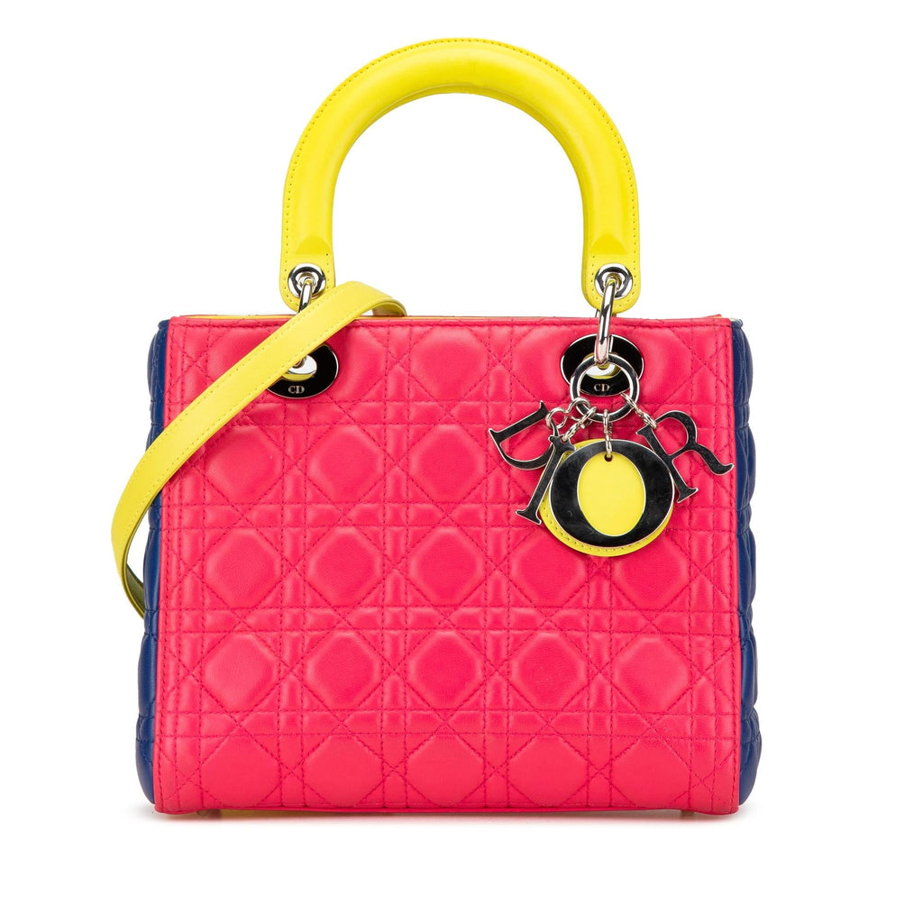 Dior Medium Tricolor Lambskin Cannage Lady Dior