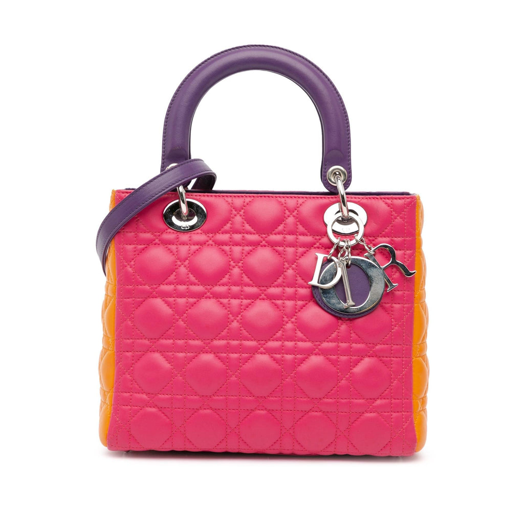 Dior Medium Tricolor Lambskin Cannage Lady Dior