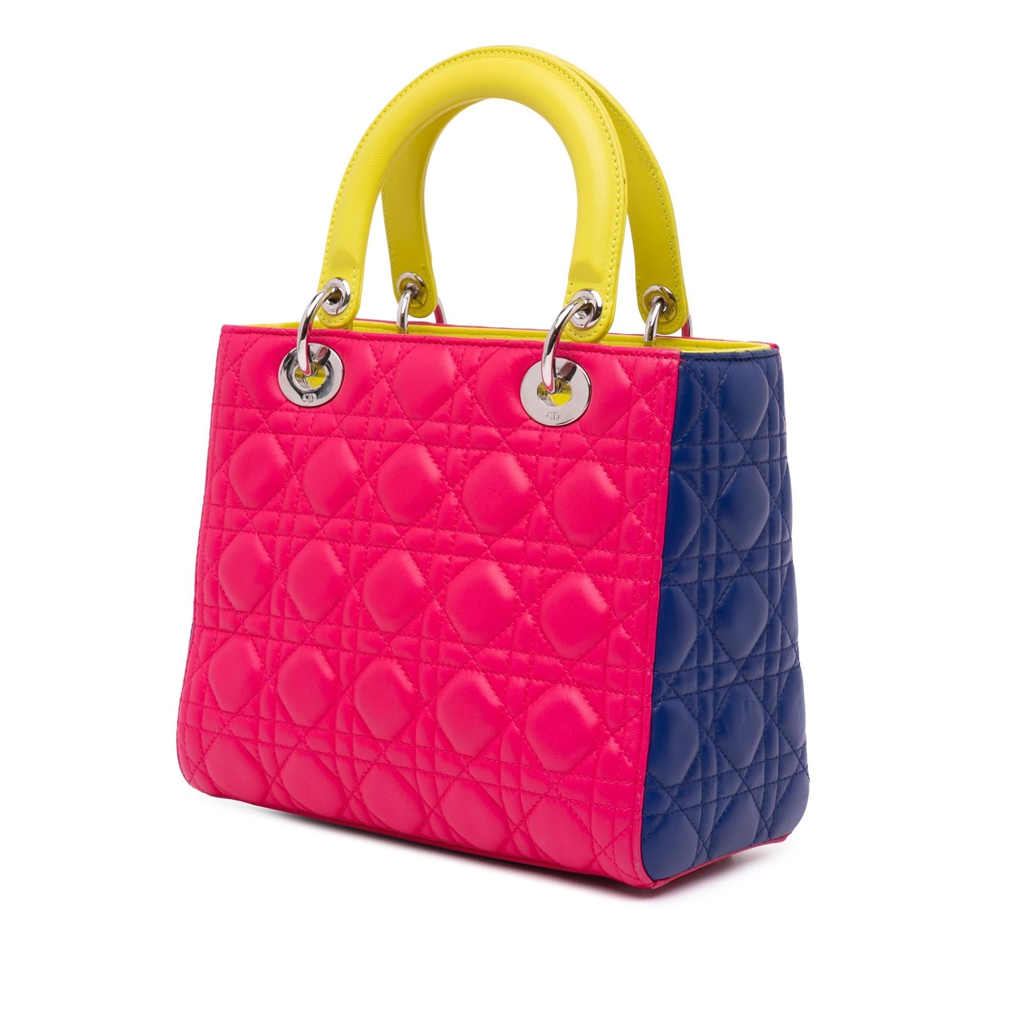 Dior Medium Tricolor Lambskin Cannage Lady Dior