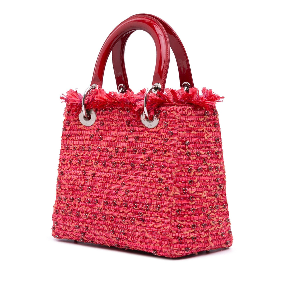 Dior Medium Tweed Fringe Rhinestone Lady Dior