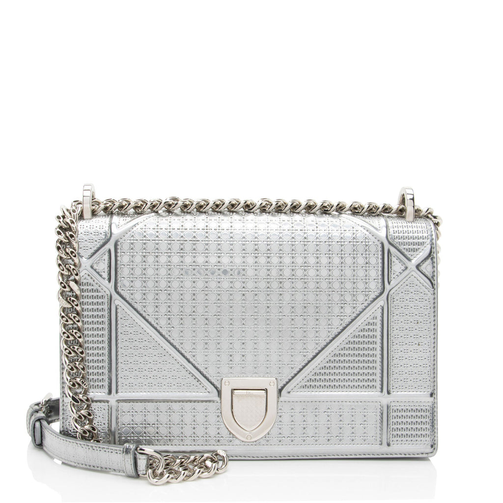 Dior Metallic Calfskin Micro Cannage Diorama Medium Shoulder Bag
