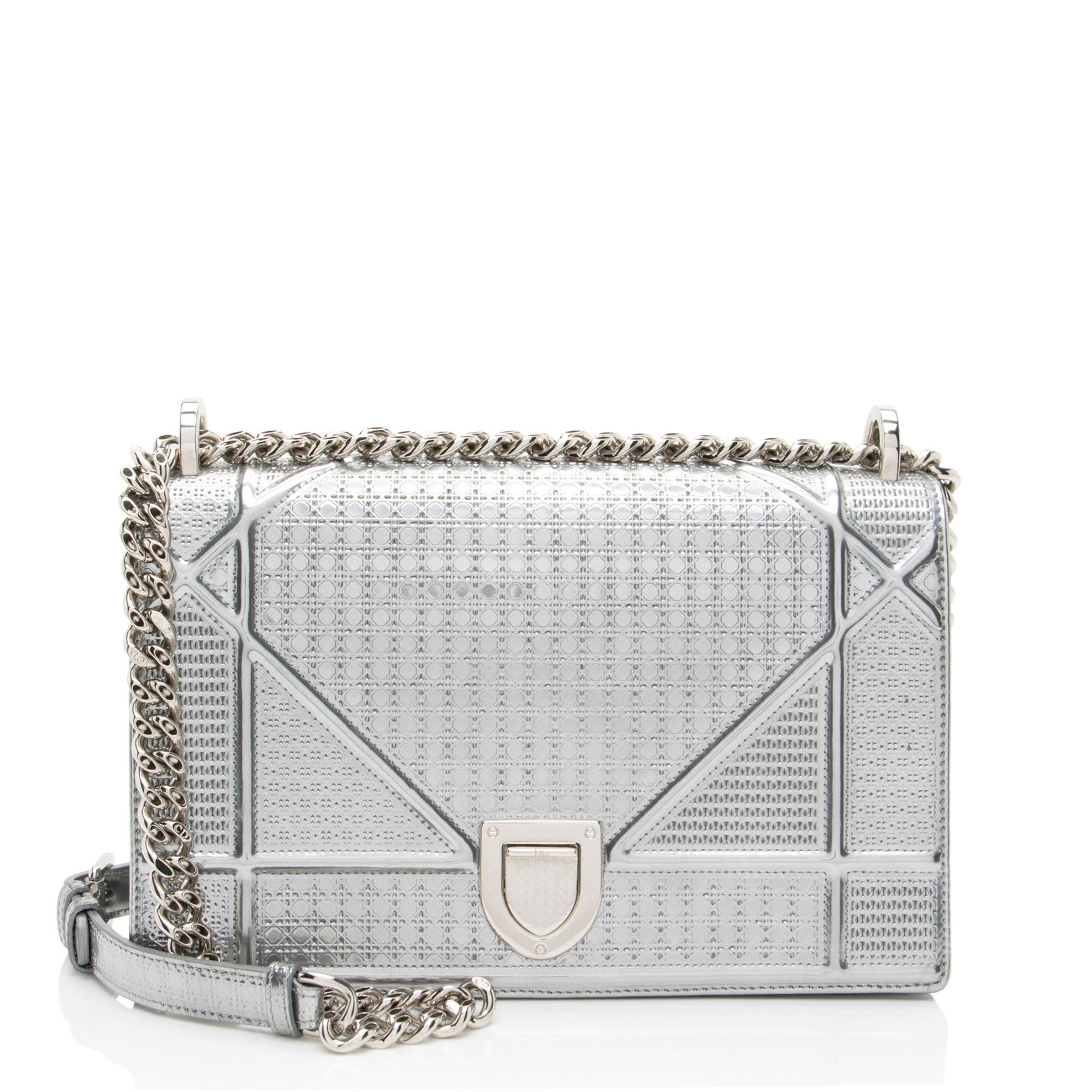 Dior Metallic Calfskin Micro Cannage Diorama Medium Shoulder Bag