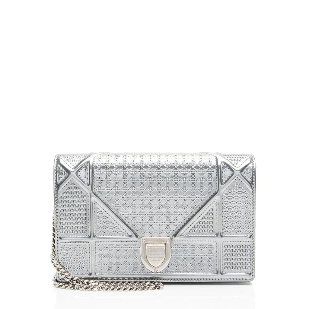 Dior Micro Cannage Metallic Calfskin Diorama Wallet on Chain
