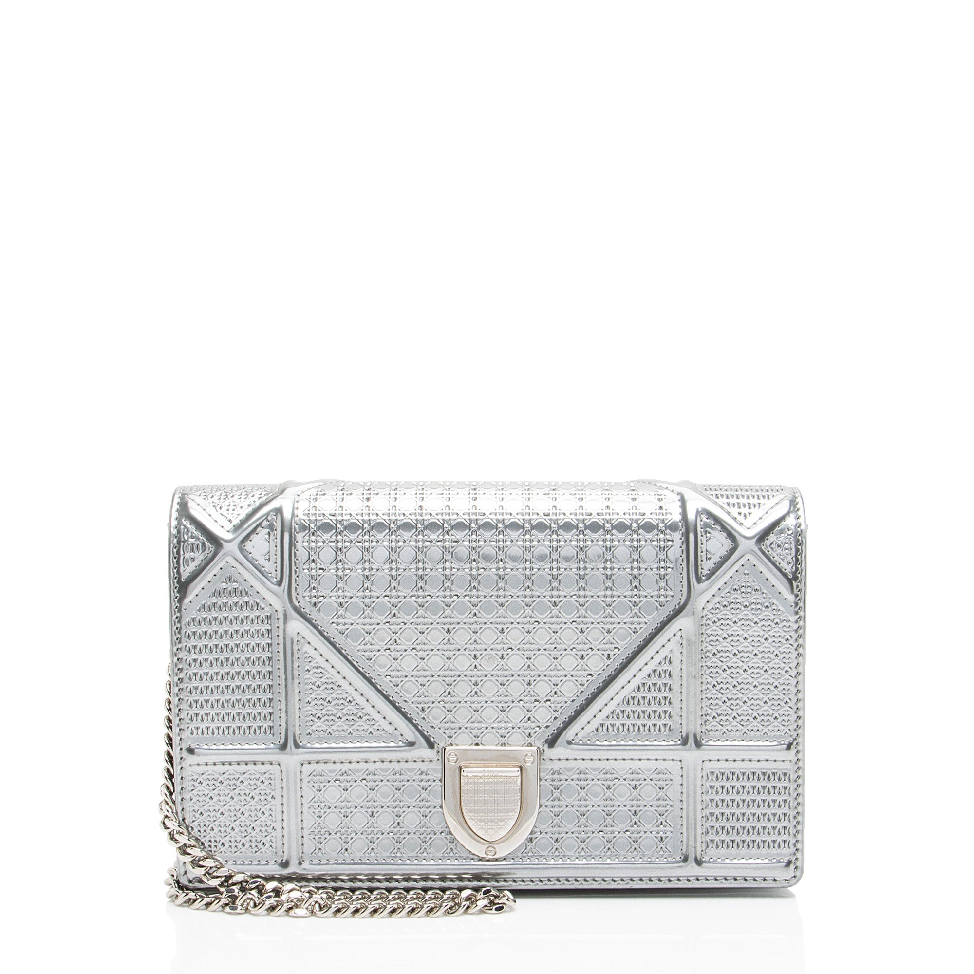 Dior Micro Cannage Metallic Calfskin Diorama Wallet on Chain