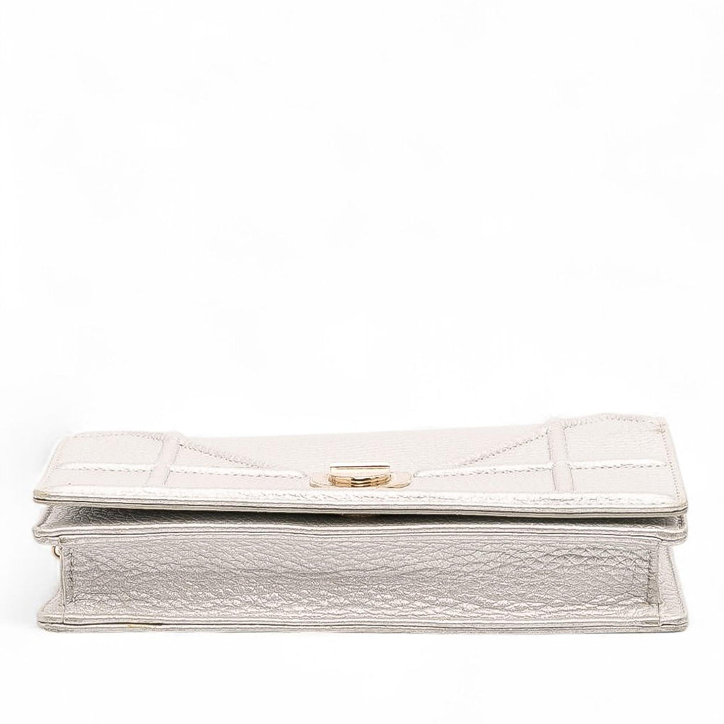 Dior Metallic Grained Calfskin Diorama Wallet On Chain