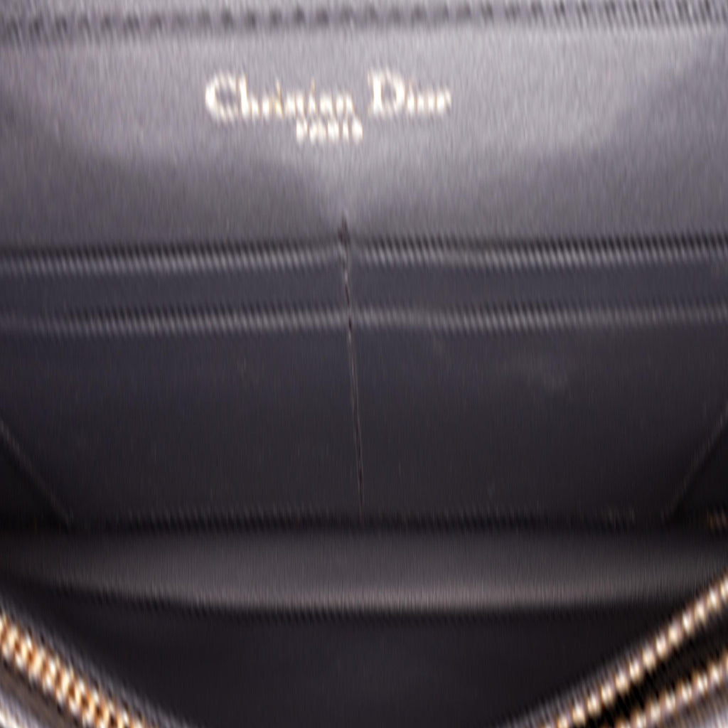 Dior Metallic Patent Microcannage Diorama Wallet on Chain