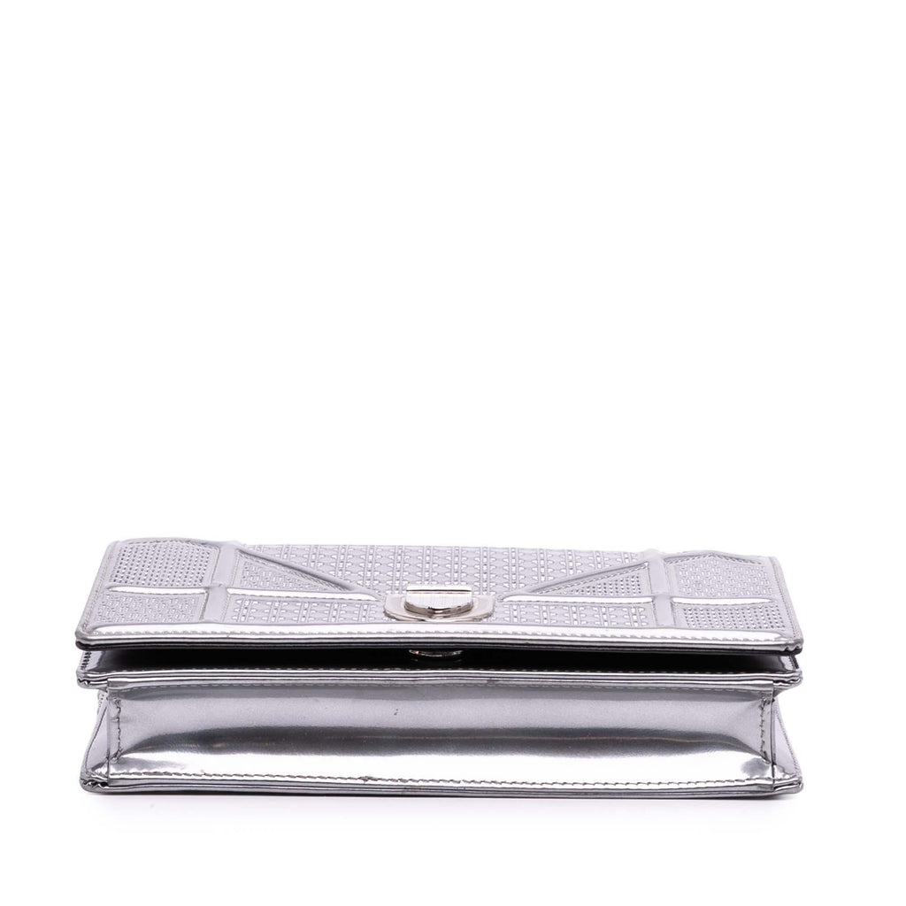 Dior Metallic Patent Microcannage Diorama Wallet on Chain