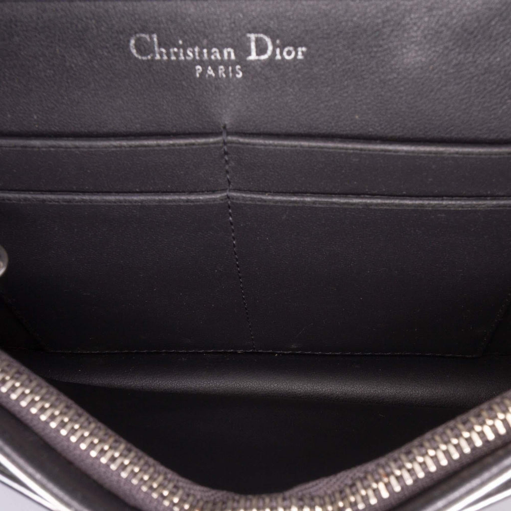 Dior Metallic Patent Microcannage Diorama Wallet on Chain