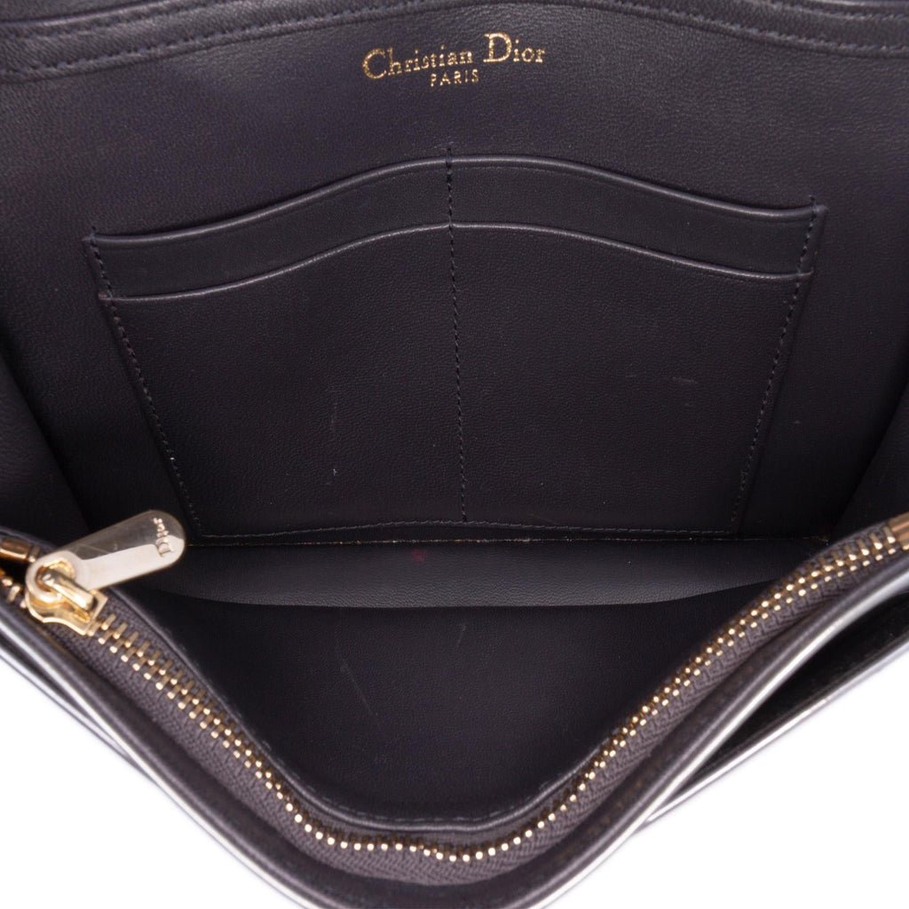 Dior Metallic Patent Microcannage Diorama Wallet on Chain