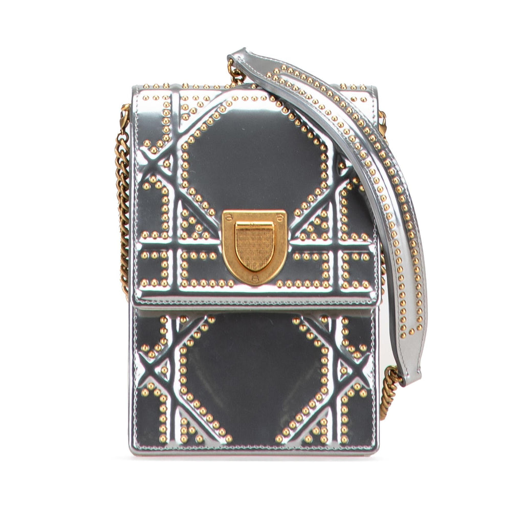 Dior Metallic Studded Calfskin Vertical Diorama