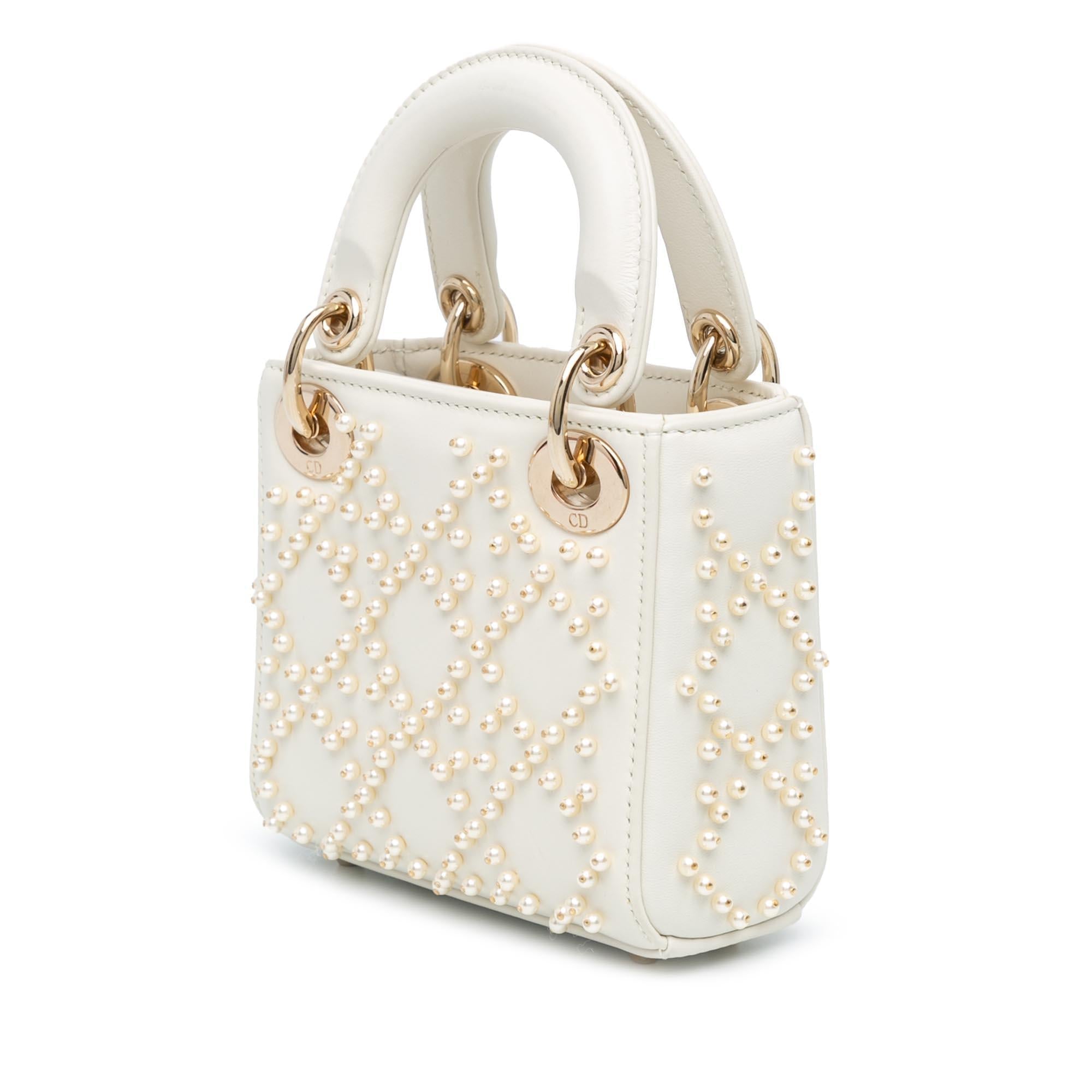 Dior Micro Lambskin Cannage Pearl Lady Dior (SHG-Y2mIaH)