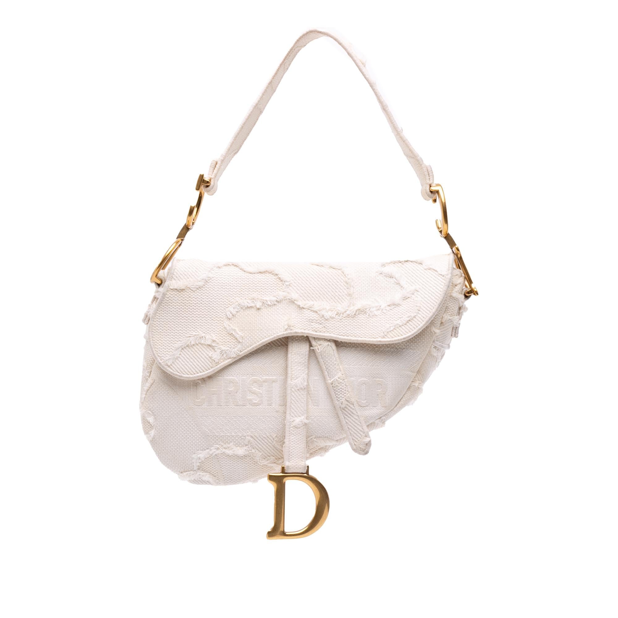 Dior Mini Canvas Embroidered Camouflage Saddle Bag