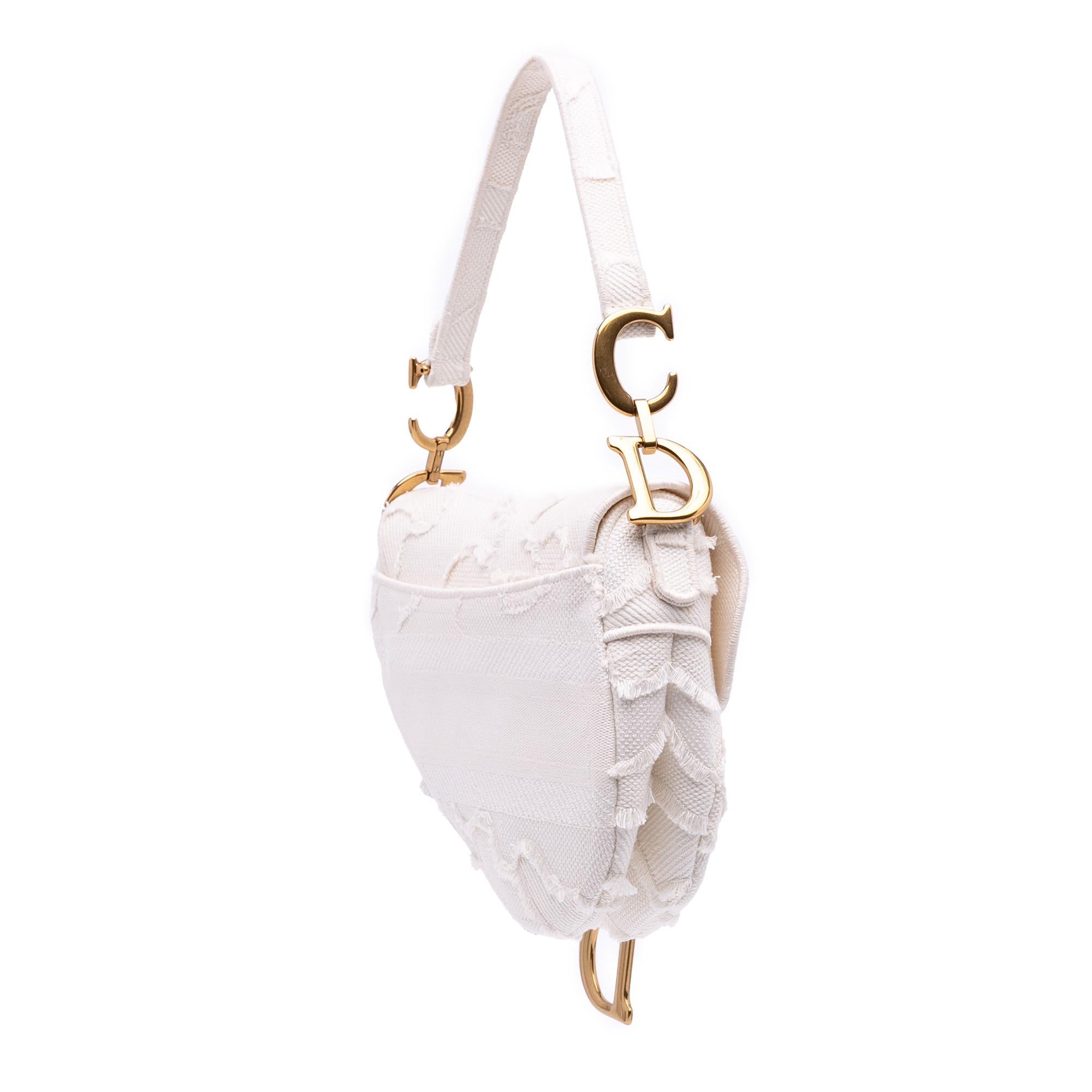 Dior Mini Canvas Embroidered Camouflage Saddle Bag