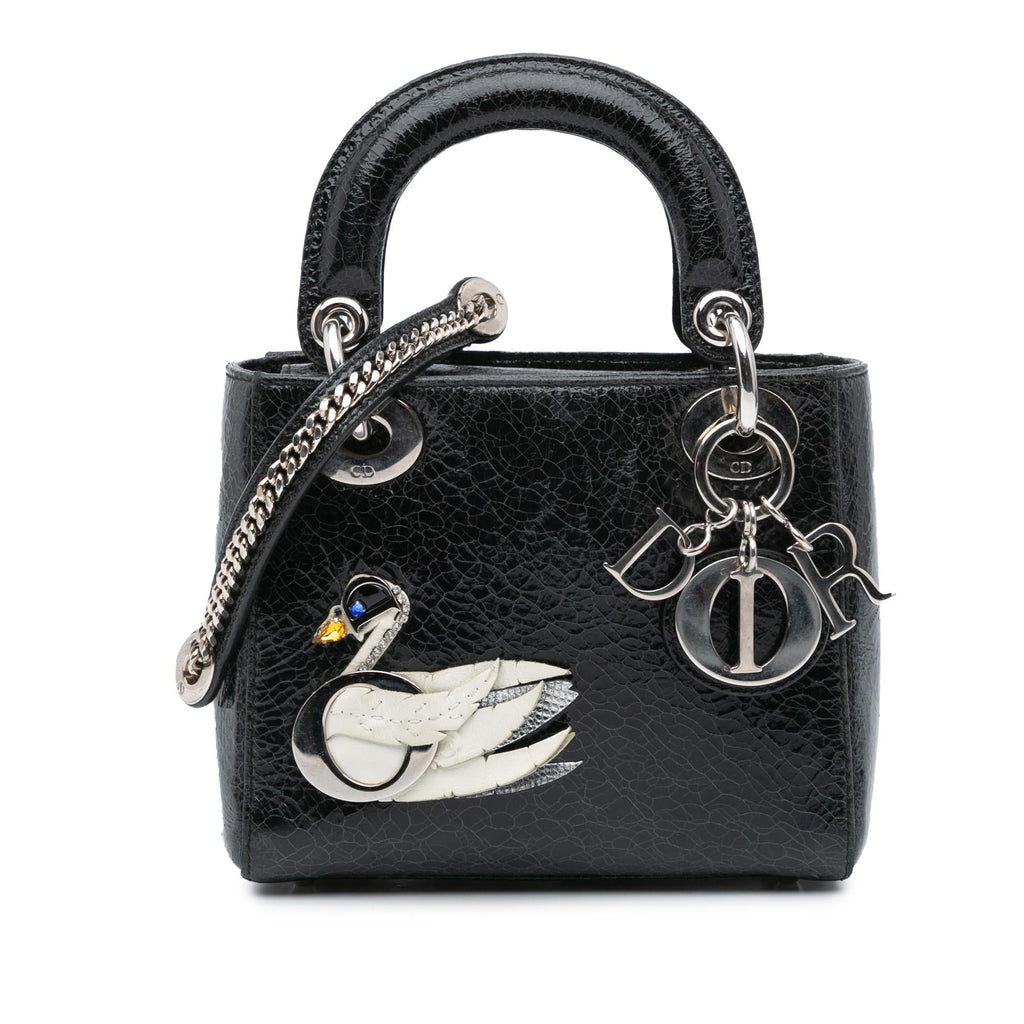 Dior Mini Ceramic Effect Deerskin Jeweled Swan Lady Dior
