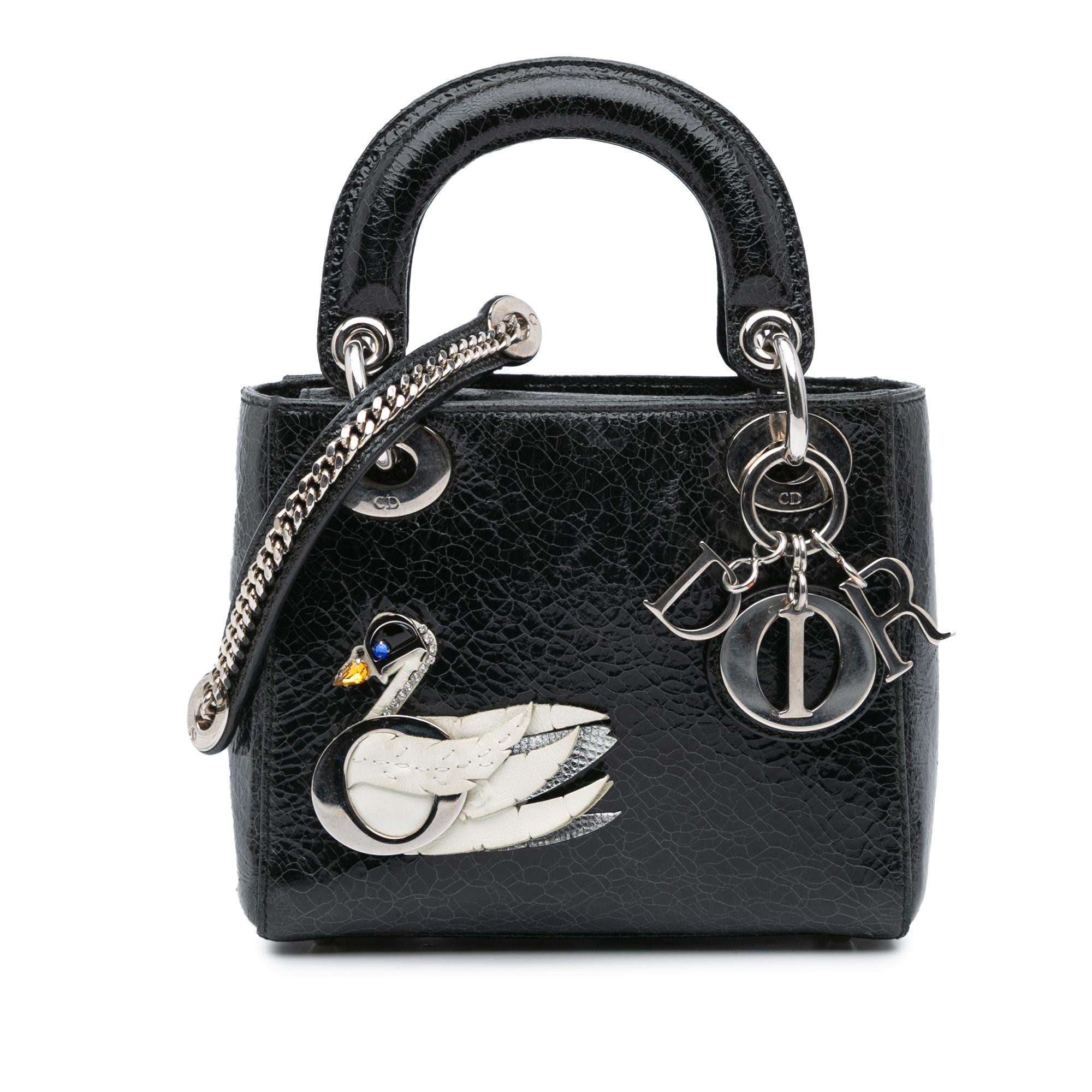 Dior Mini Ceramic Effect Deerskin Jeweled Swan Lady Dior