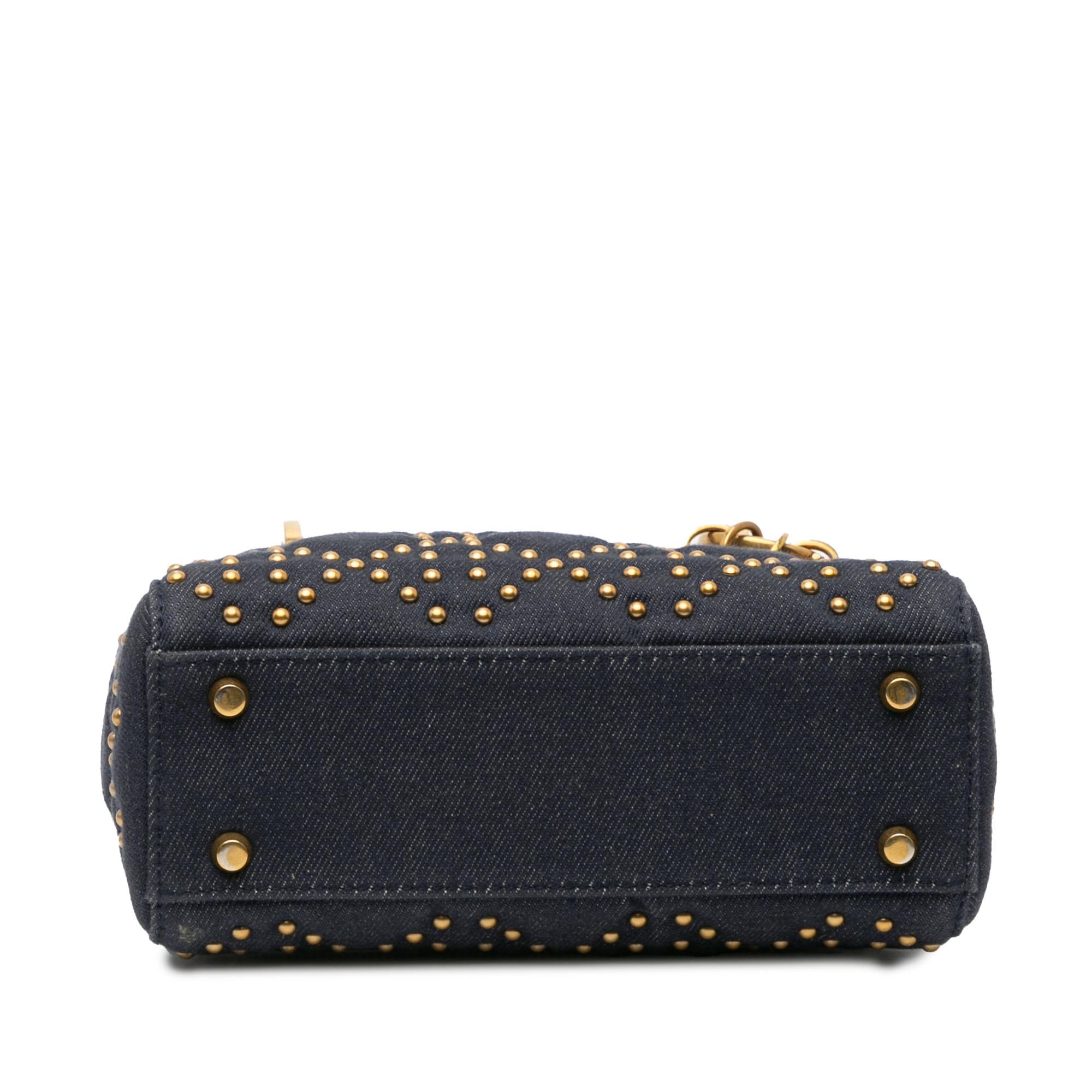 Dior Mini Denim Cannage Studded Supple Lady Dior