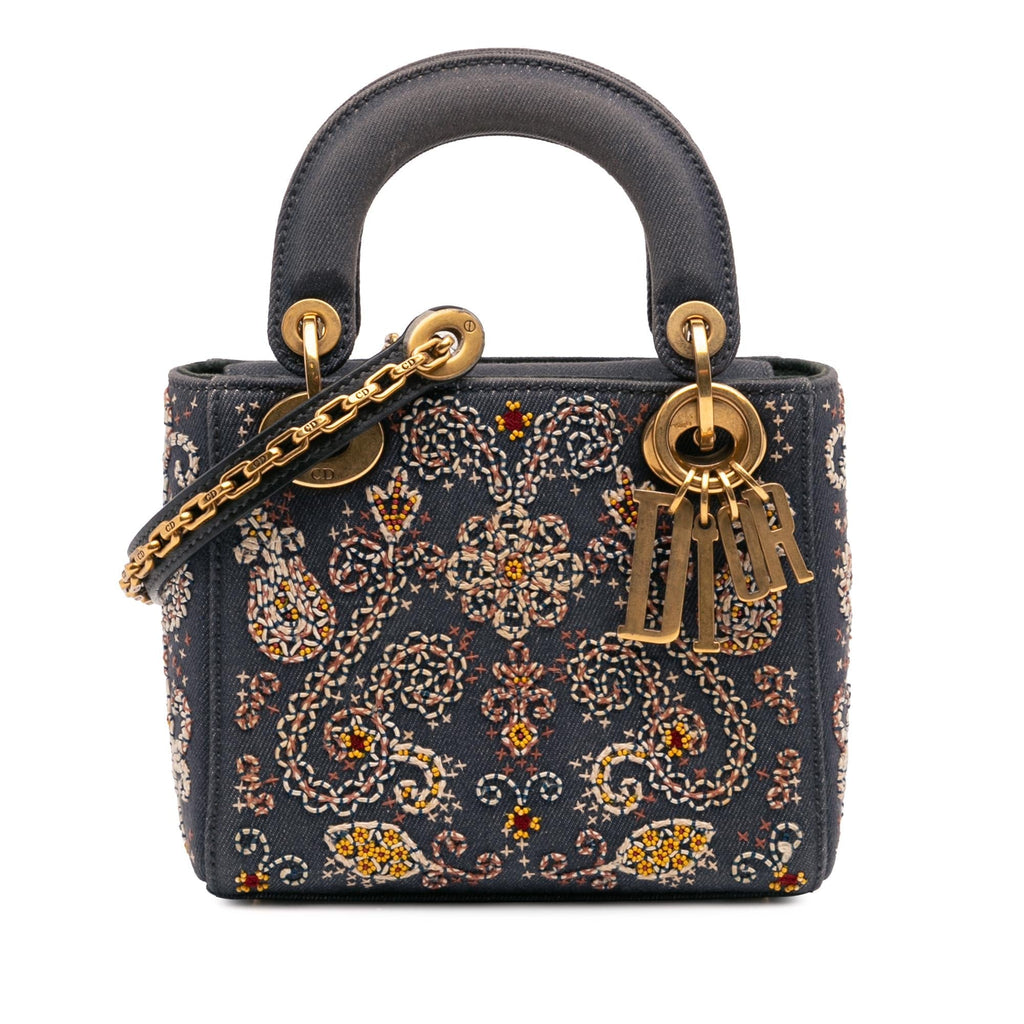 Dior Mini Denim Embroidered Lady Dior