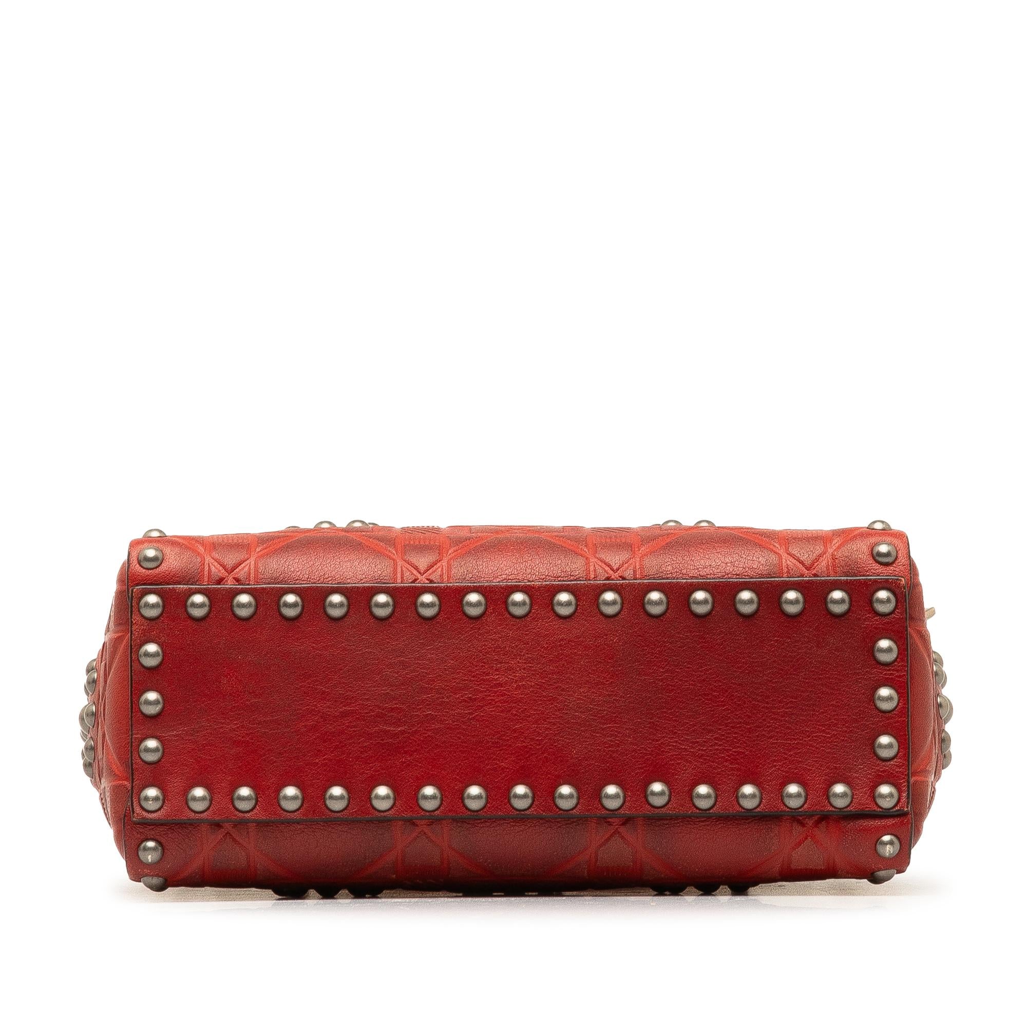 Dior Mini Embossed Calfskin Cannage Studded Lady Dior