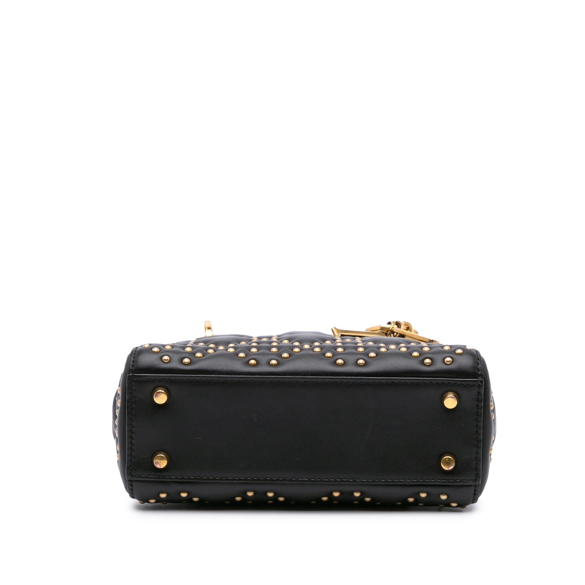 Dior Mini Lambskin Cannage Studded Supple Lady Dior