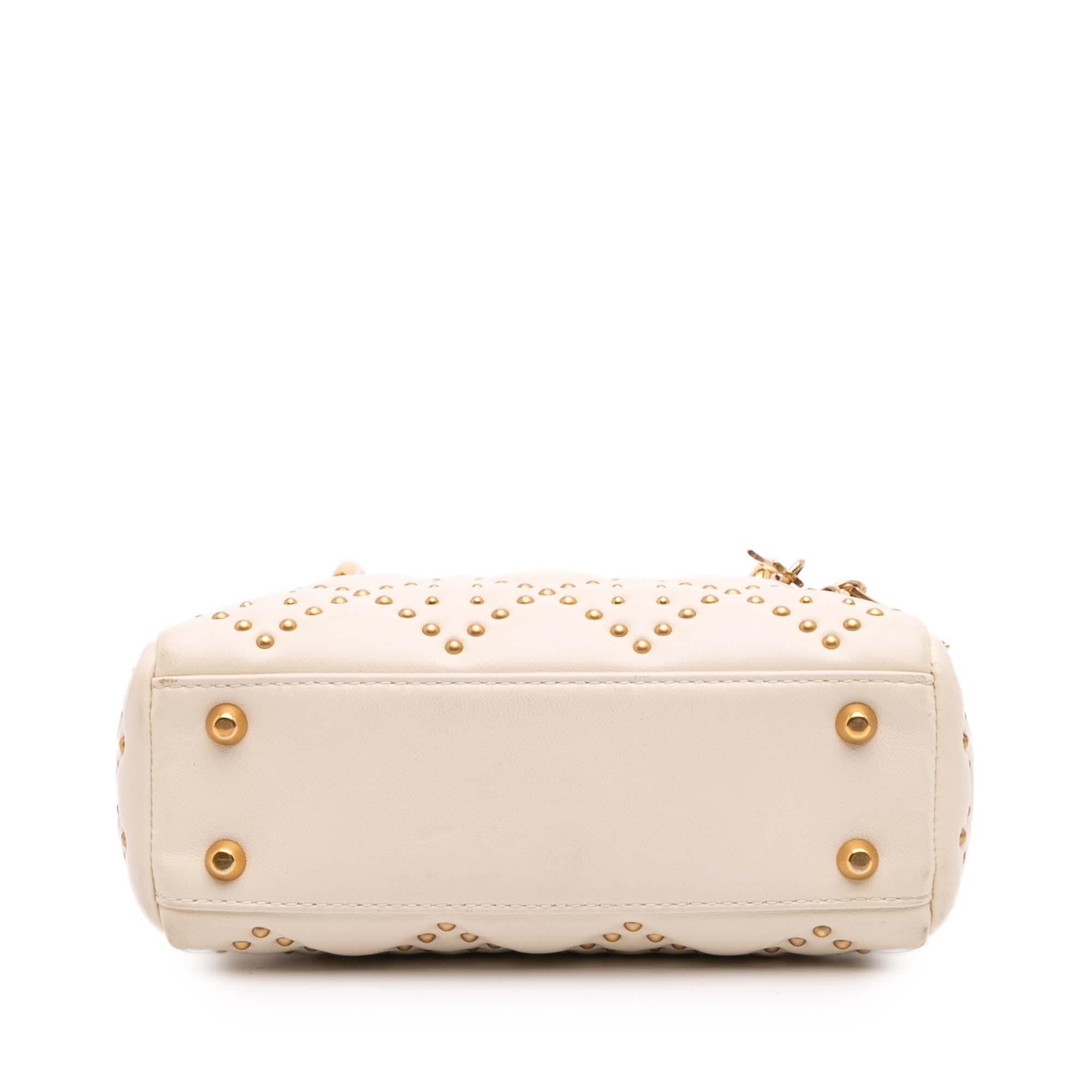 Dior Mini Lambskin Cannage Studded Supple Lady Dior